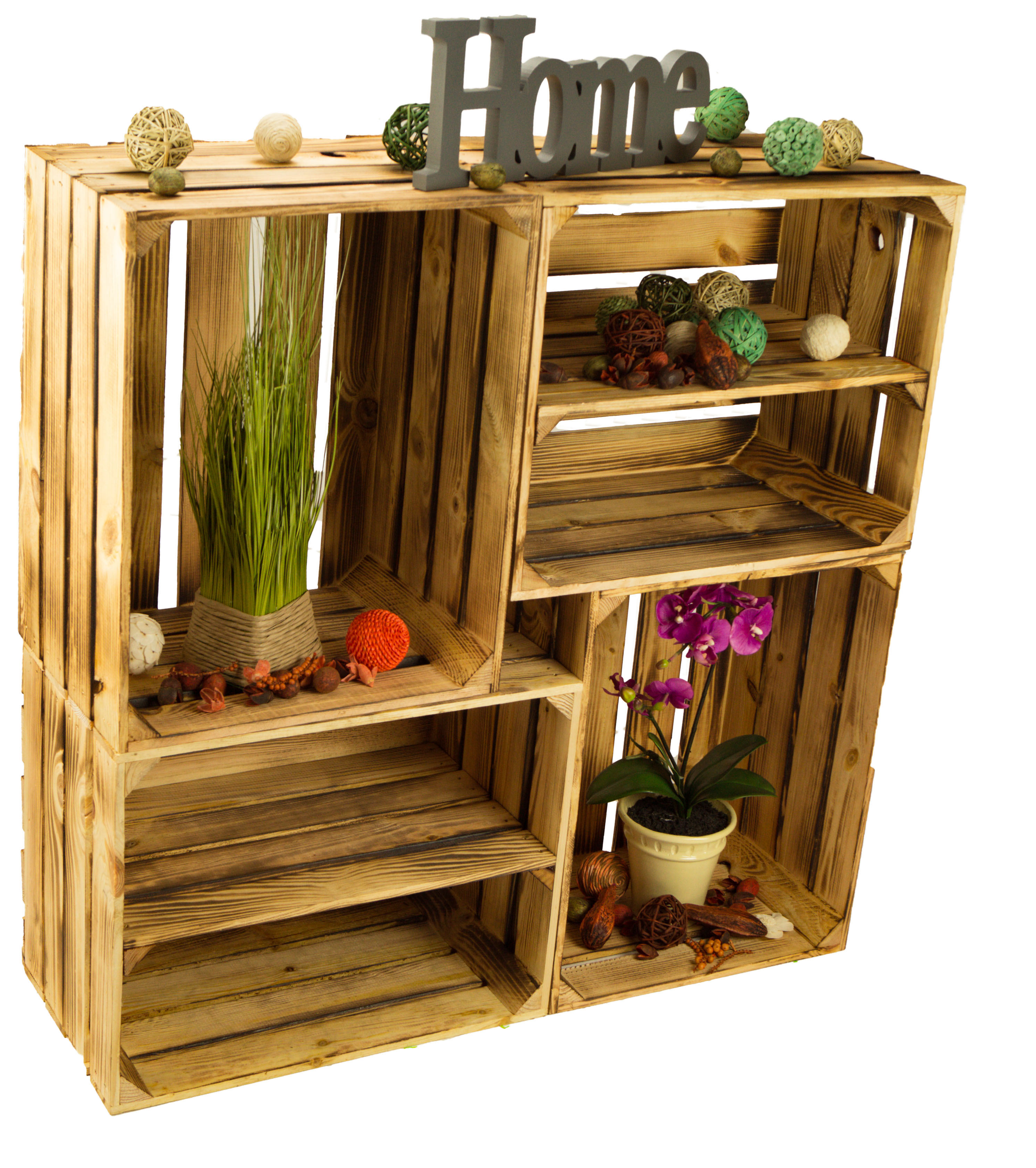 4er set Obstkisten "Johanna"  geflammt mix mit Längs