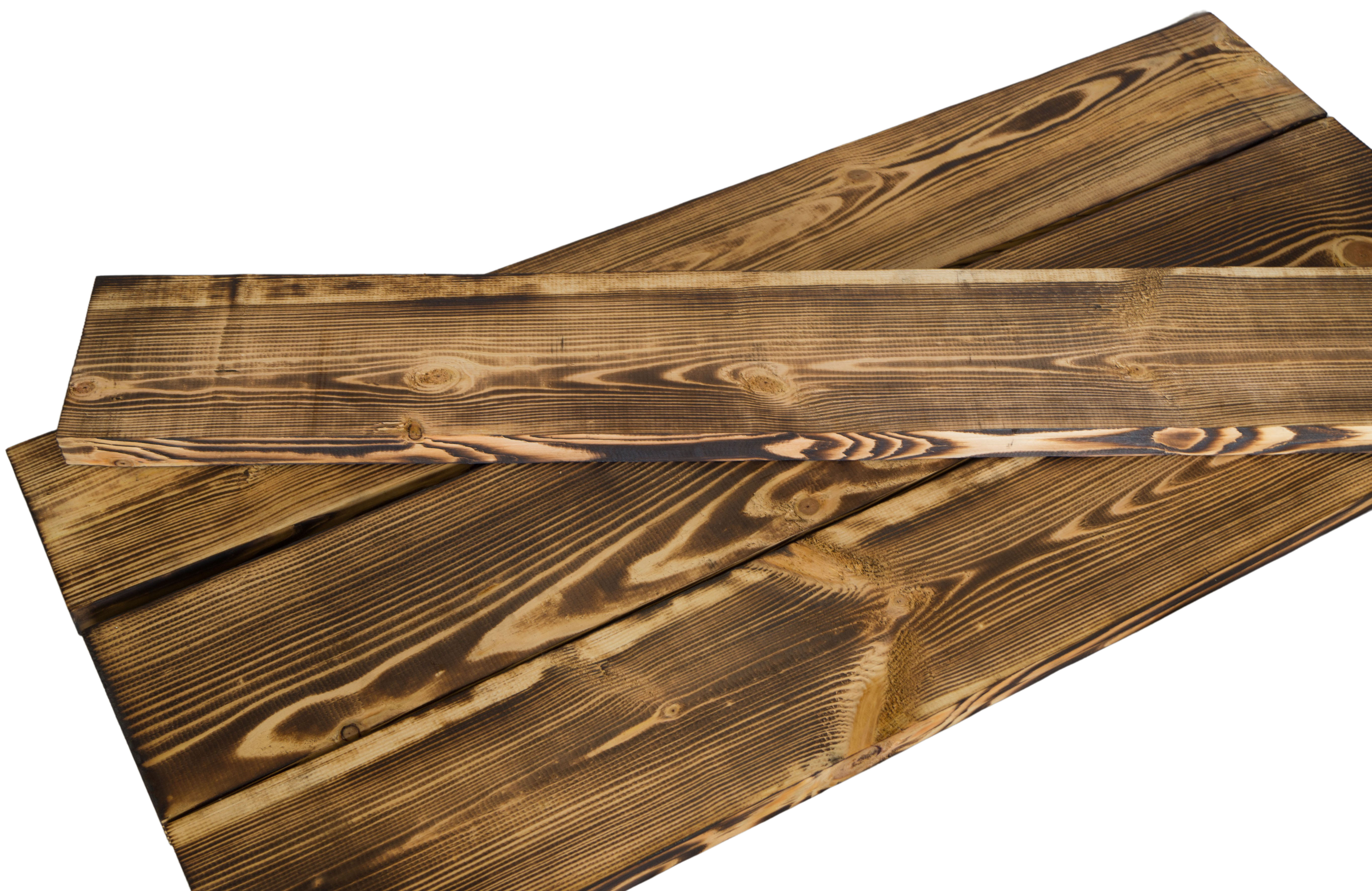Grand Planche de Bois Flambé 100cmx14, 5cm Holzstärke 3cm En Bois de Résineux