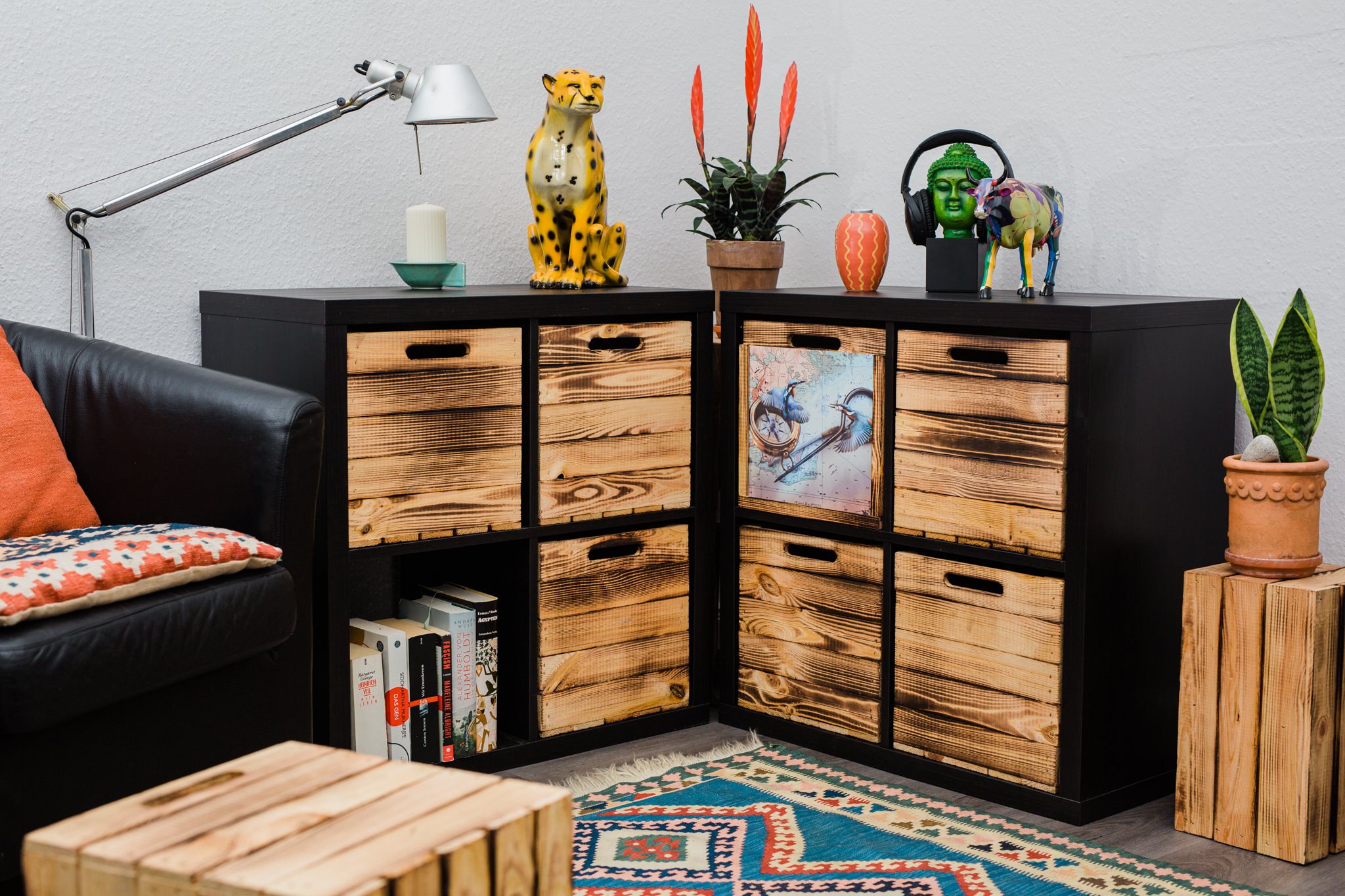 Holzkiste geflammt passend für Kallax und Expeditregale Kingsfisher on Sea