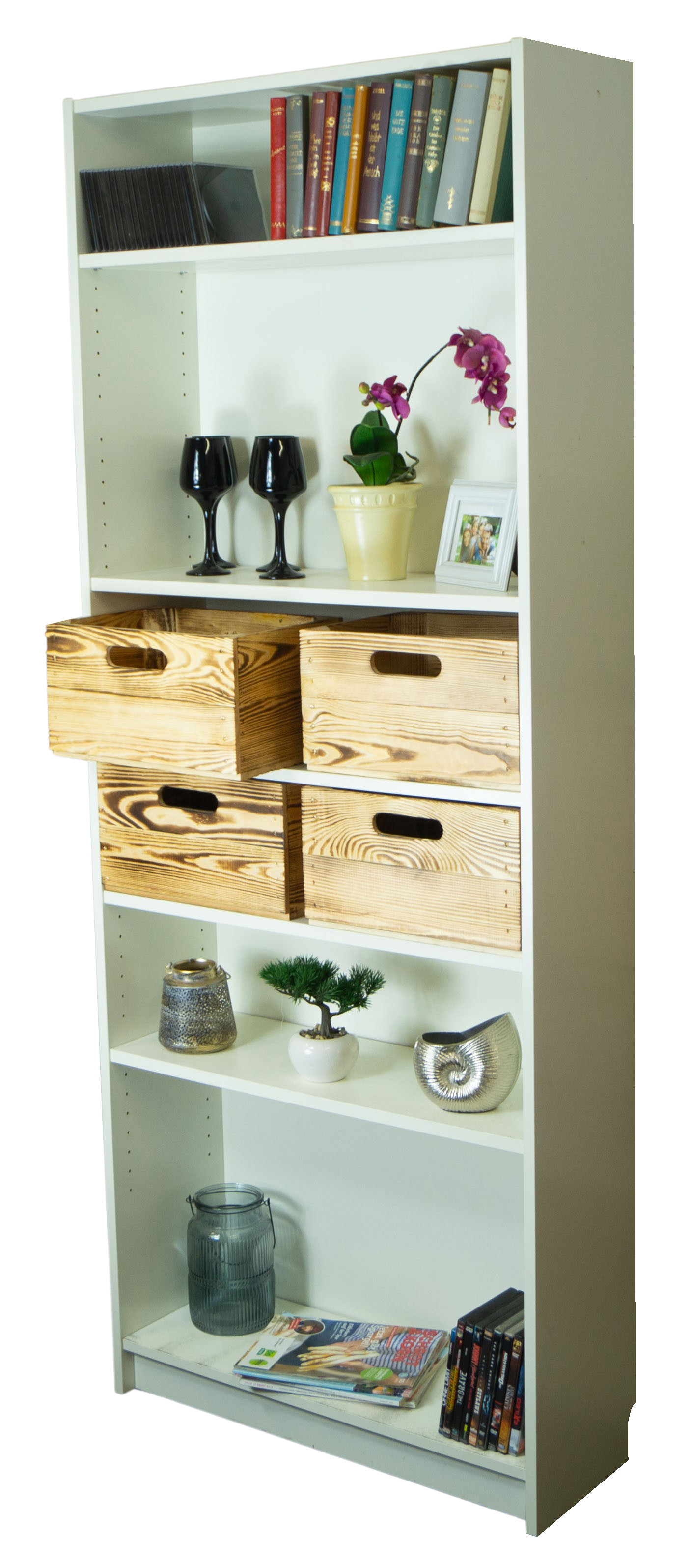 Kleine Einschubkiste passend für Billy-Regale in geflammt 36x36x20cm