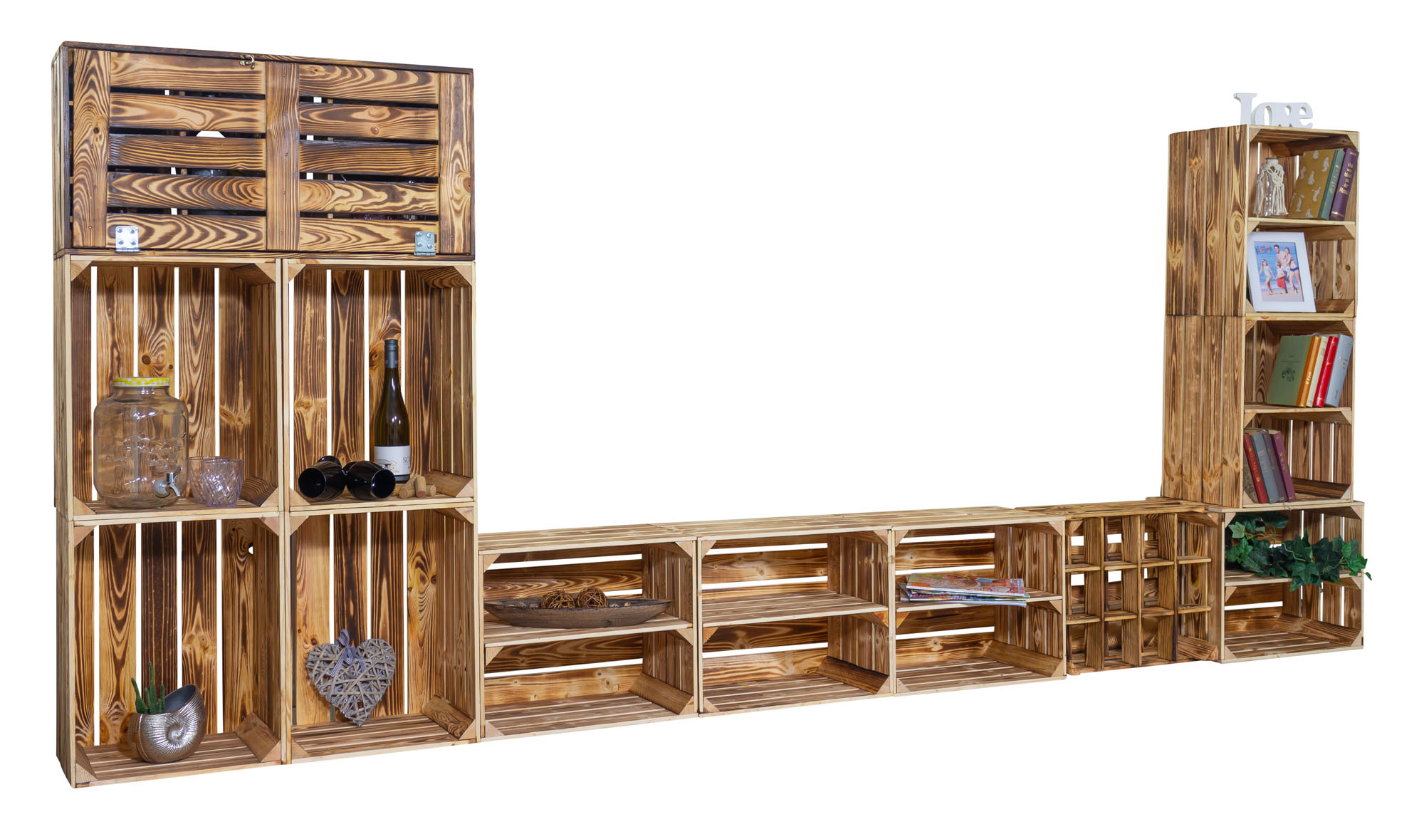 Tableau TV avec minibar "Sienna" avec étagère Meuble multimédia Mur d'armoires Meuble annexe Salon Ensemble mural