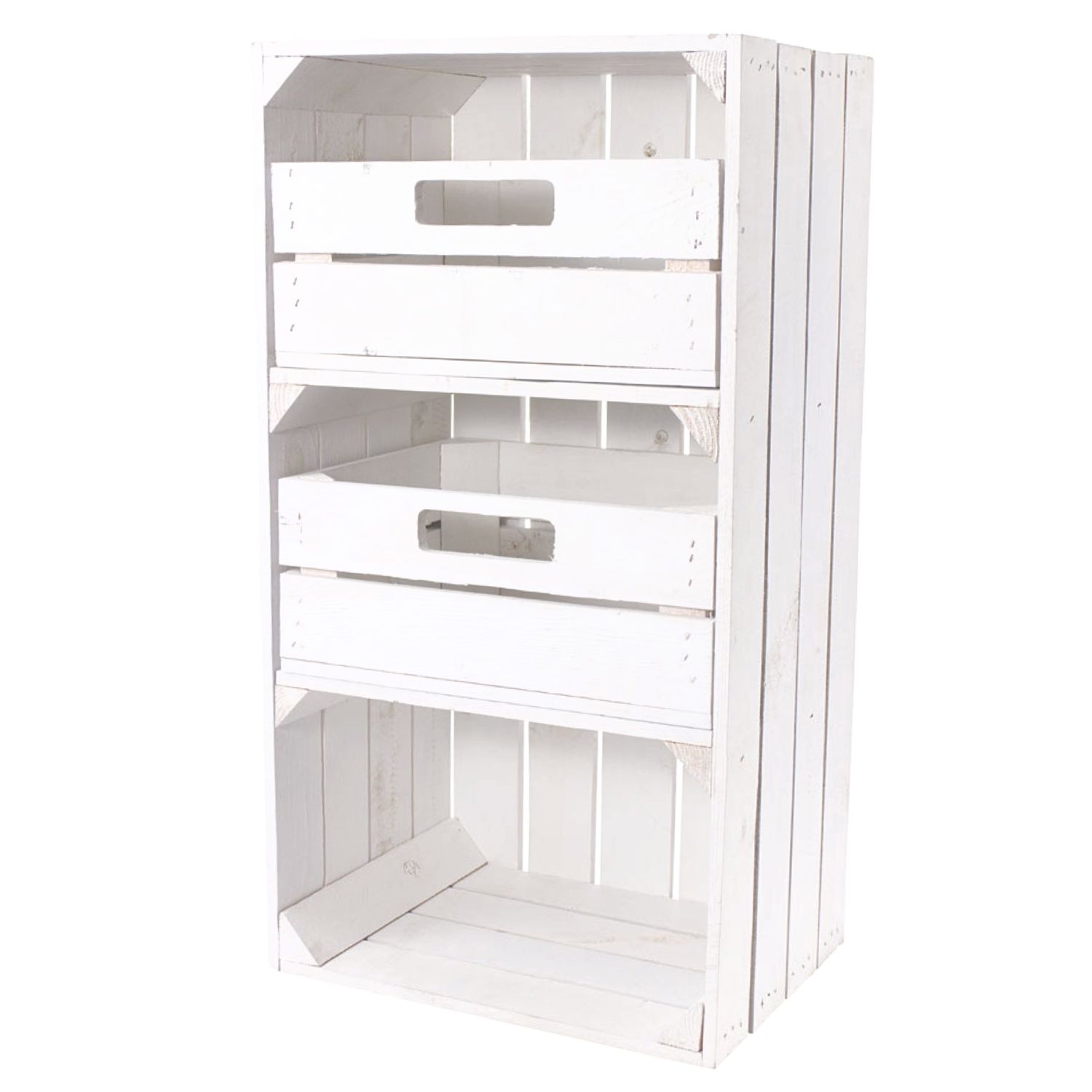 Regalkiste "Willi" in weiß mit zwei Schubladen 68x40x31