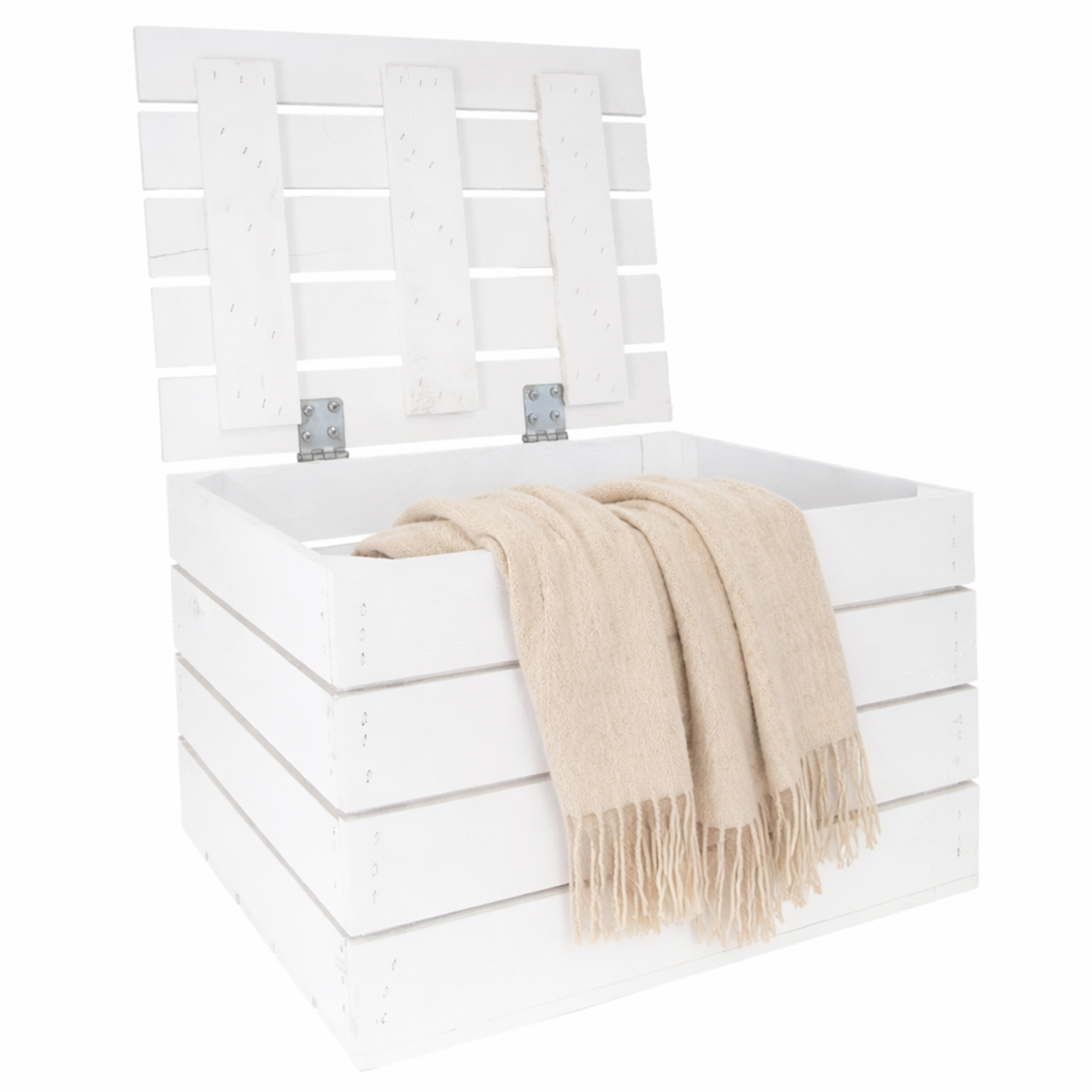 Coffre en Bois Blanc avec Couvercle Caisse de Fruits Trésor Paix Capuchon /