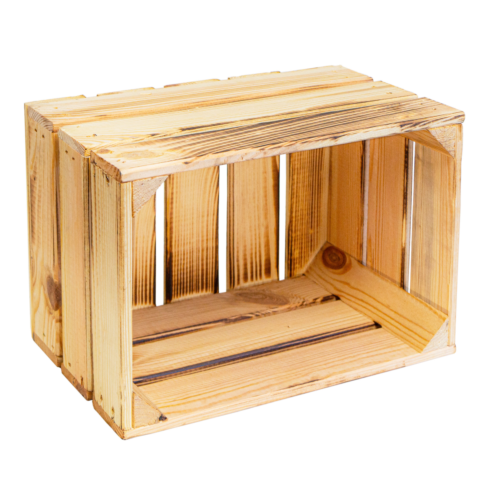 Holzkiste mit Griff  "BF klein 34x23x21cm" Neu & geflammt