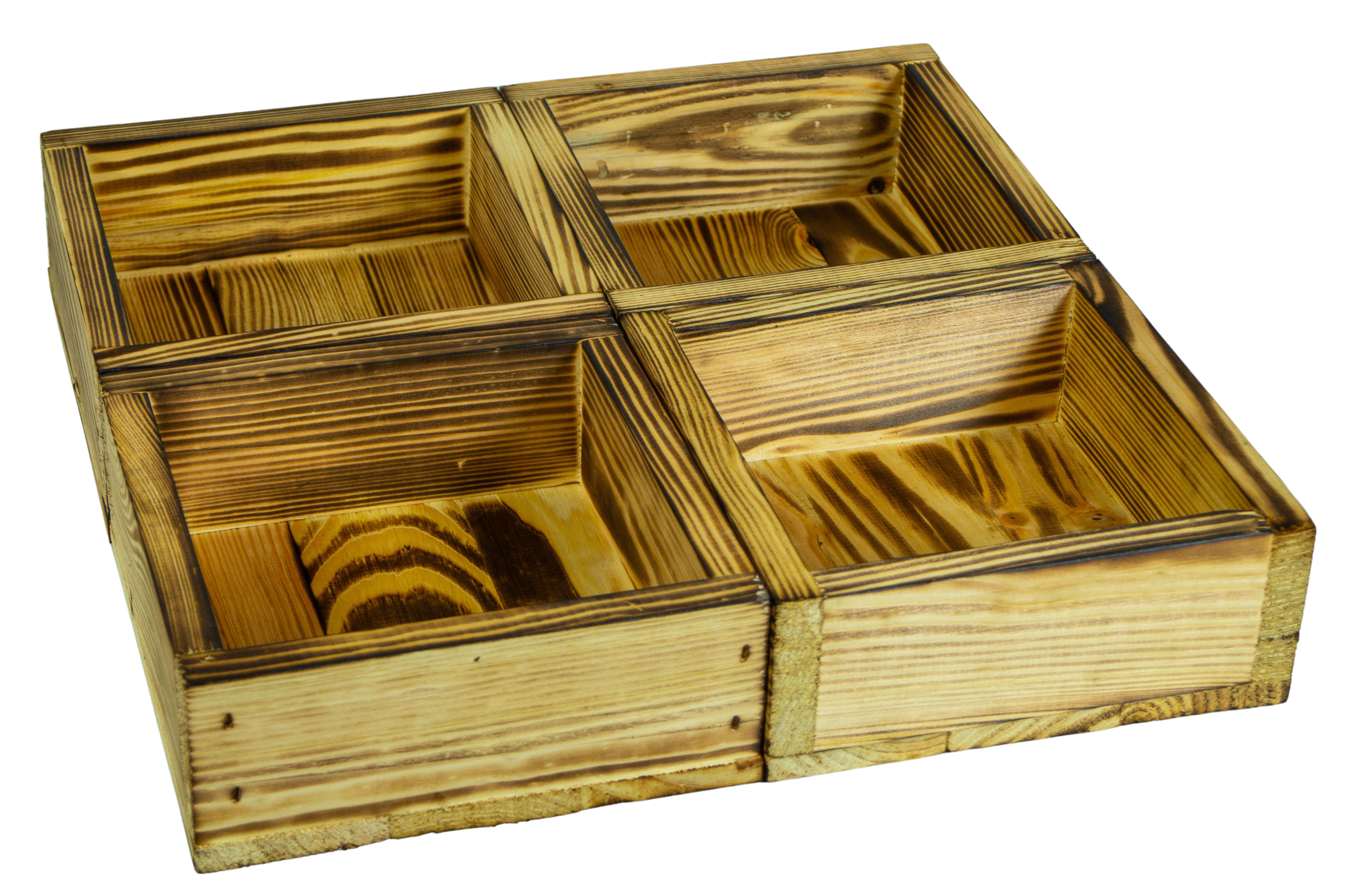 Kleines Dekotablett-Set Karla aus 5 Holzkisten 40x40cm 8cm Höhe Schüsselbox Süßigkeitentablett