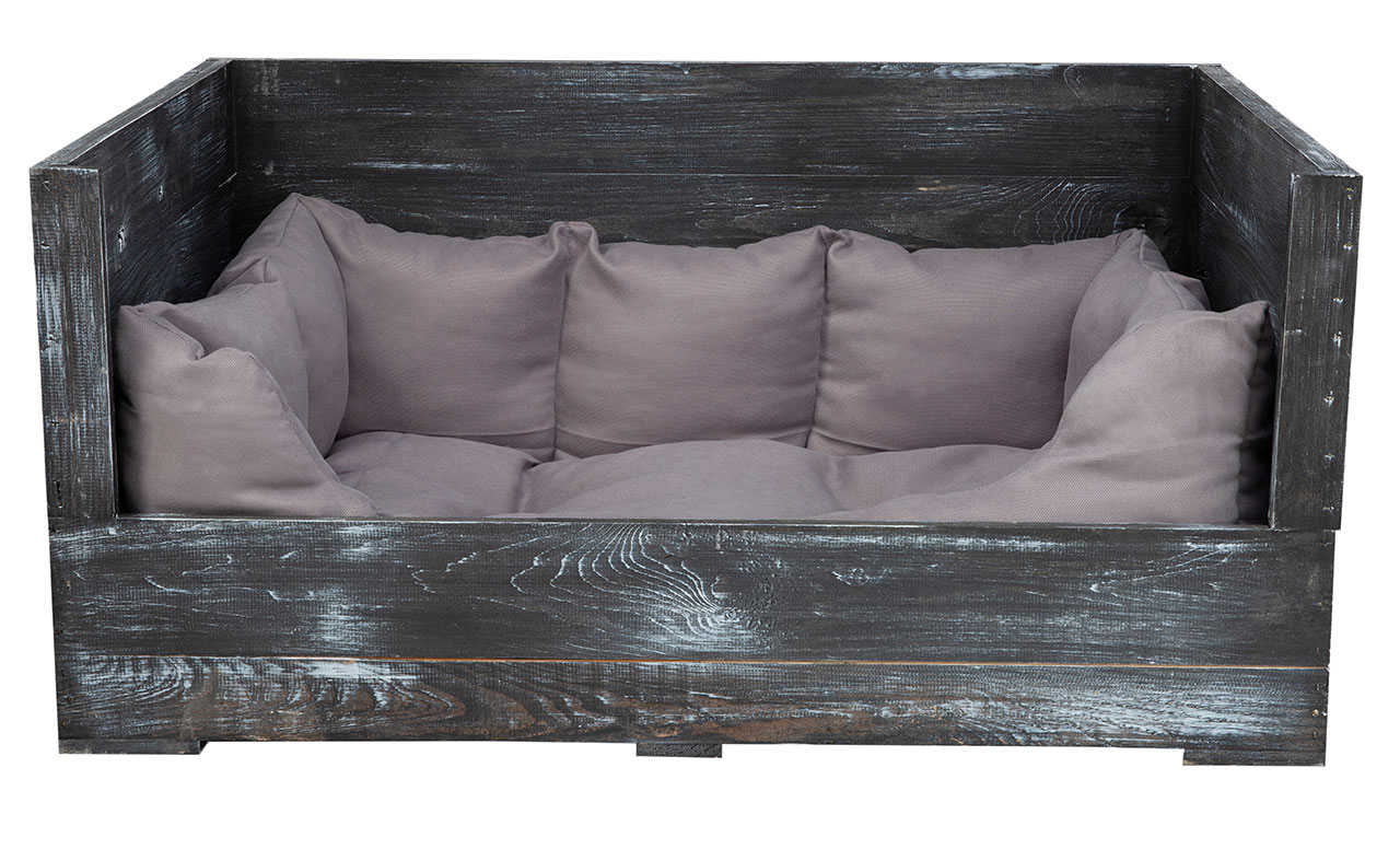 Hundebett Balu shabby schwarz mit Kissen 90x57x45cm