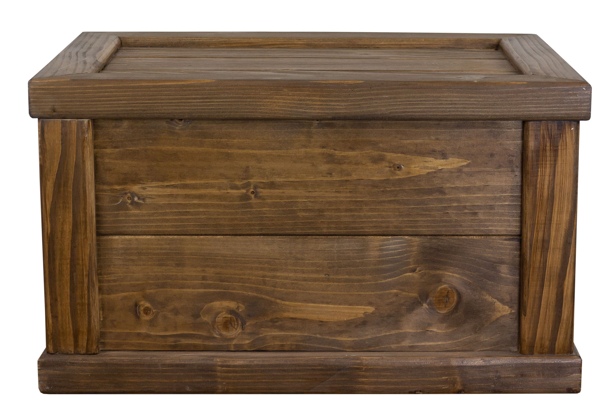 massive Holztruhe UK braun mit Zylinder