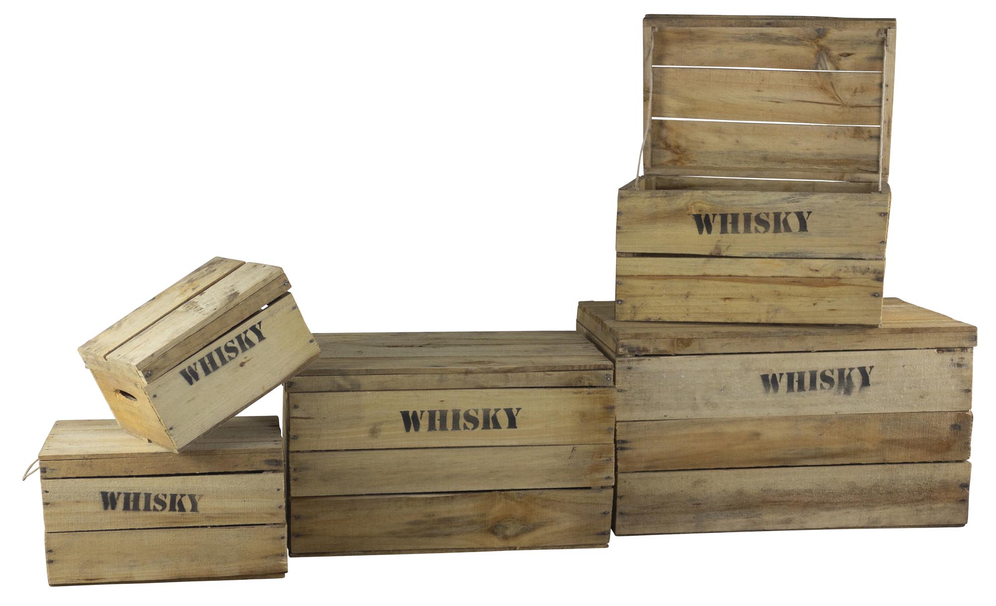 alte Holztruhe Whisky mit Deckel in verschiedenen Grössen