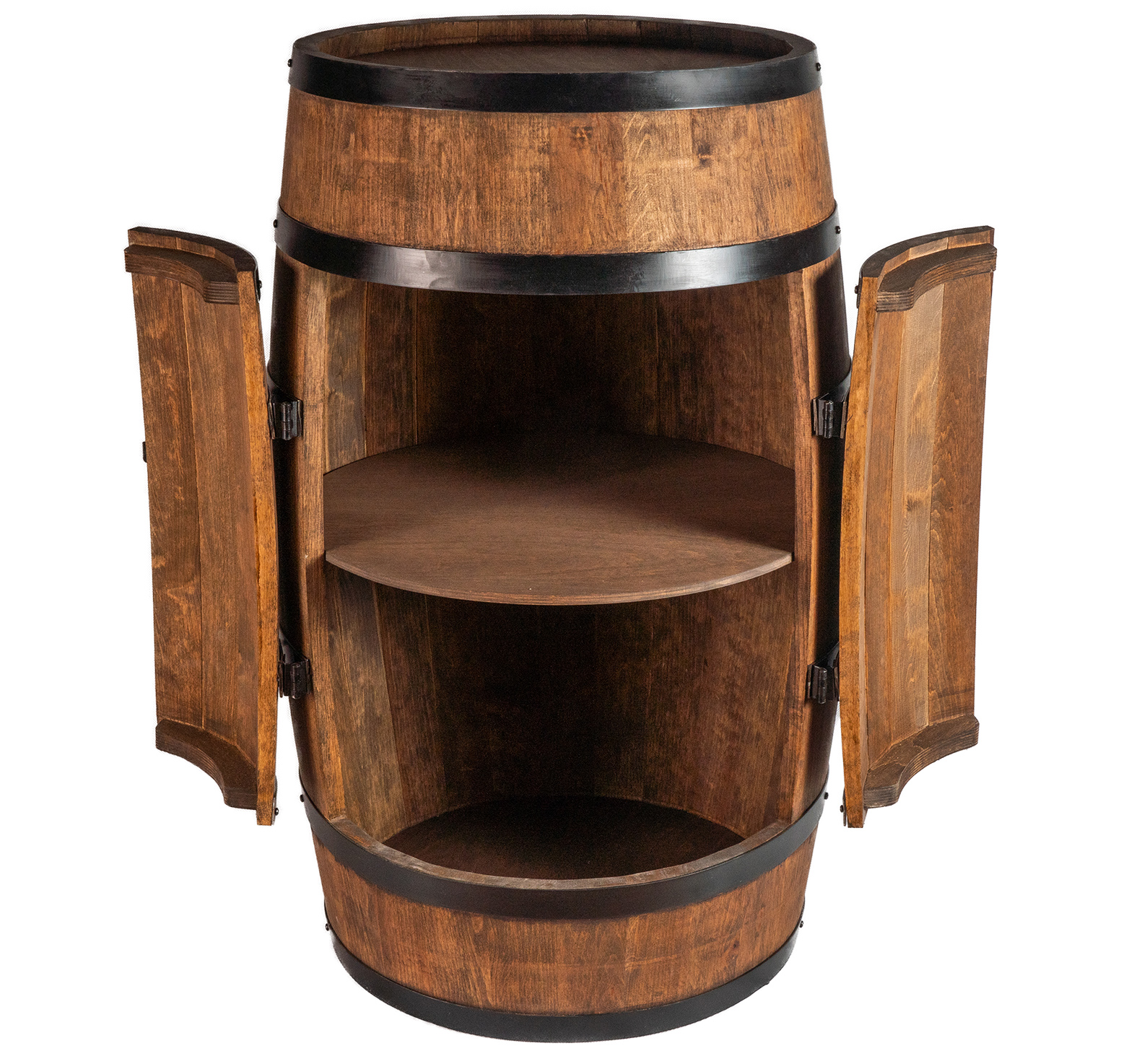 Holzfass mit Türen in Farbton Wenge Hausbar mit LED  – Weinregal & Flaschenständer, Bar oder Partykeller – ca. 80 cm Ohne LED