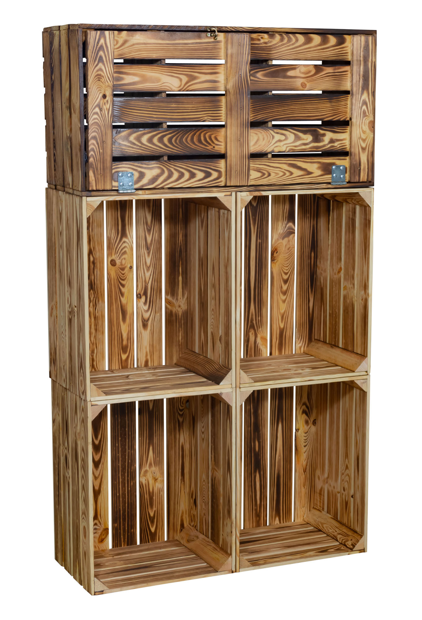Minibar "Daniel" avec fonction pliante et étagère à bouteilles (Flammé)