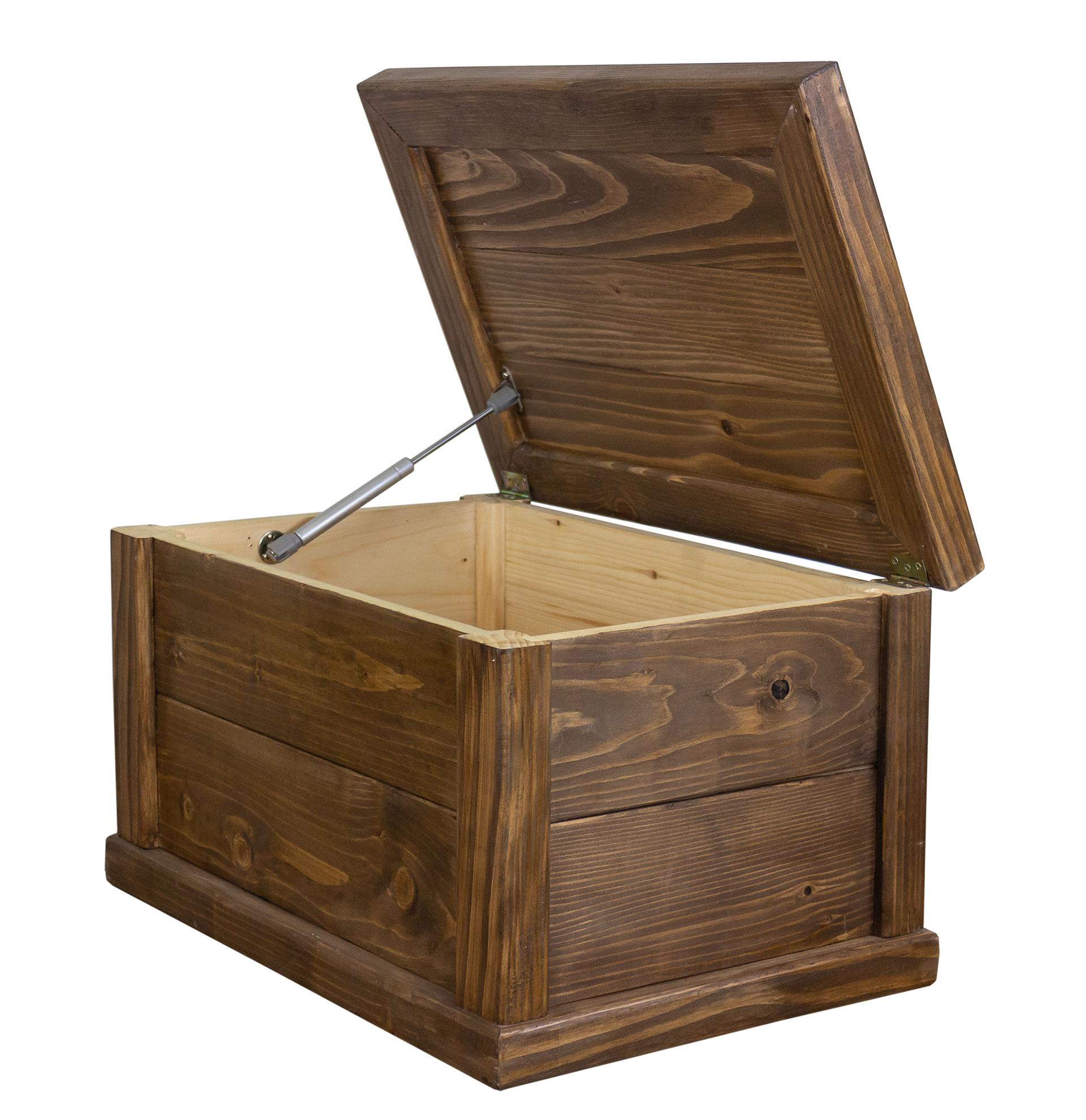 massive Holztruhe UK braun mit Zylinder