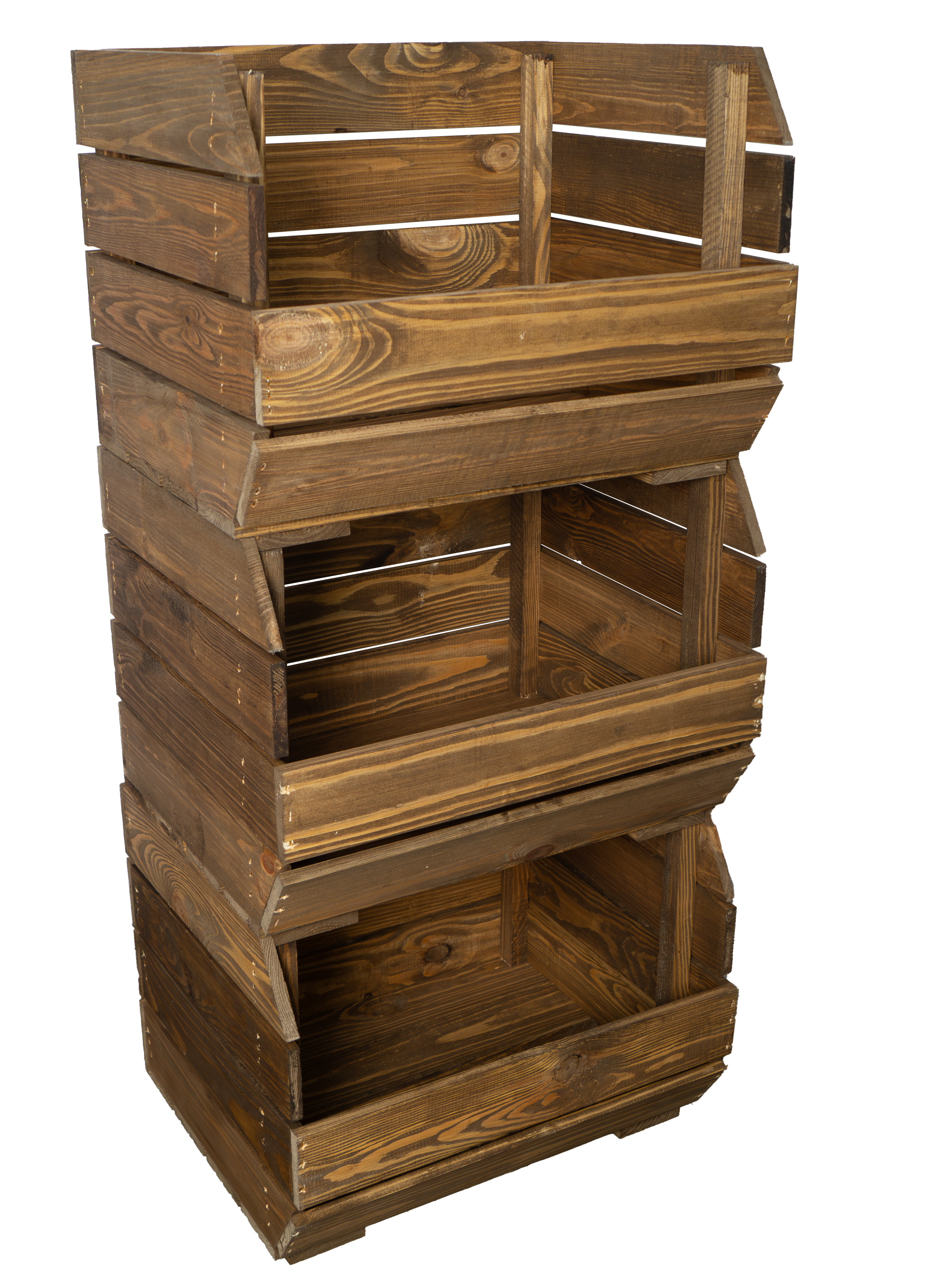 3er Set Kartoffelsteige 40x22x30 cm in natur Gemüsekiste Obsthorde Gemüsekorb Obstschale