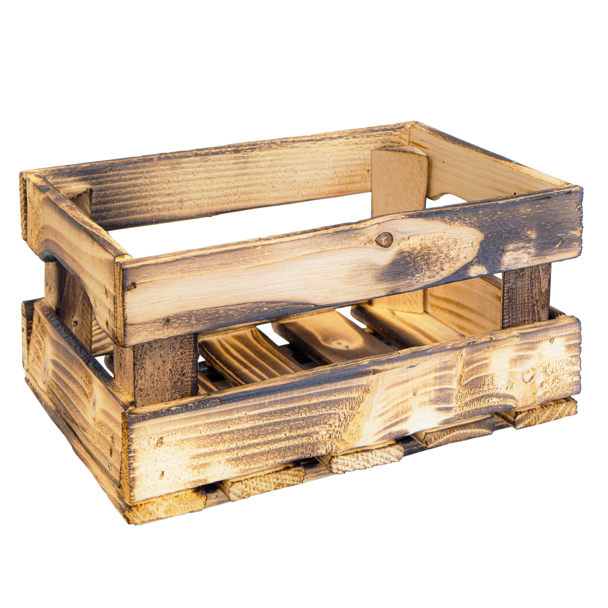 Holzkiste HENNE – Dekorative Aufbewahrungskiste aus Holz in Natur oder geflammt | 30 x 20 x 15 cm Geflammt