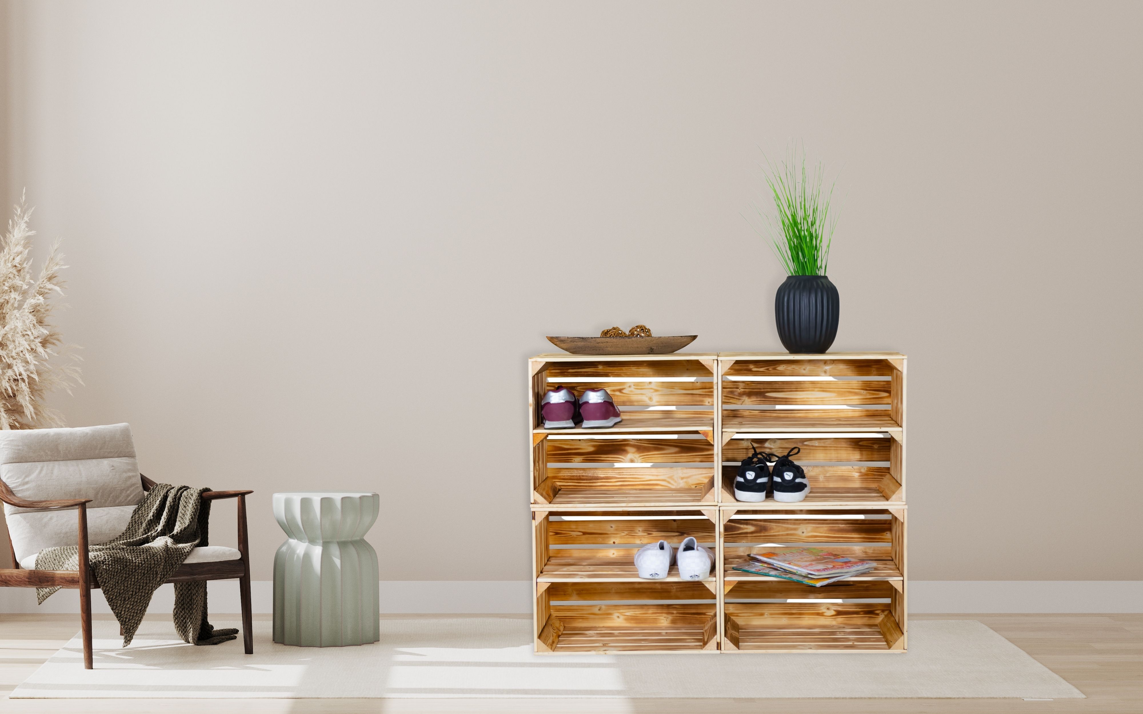 Étagère à chaussures avec 8 niveaux Armoire à chaussures, rangement de chaussures, organisateur de chaussures, pour jusqu'à 16 paires de chaussures, pour le salon, l'entrée (Flammé)