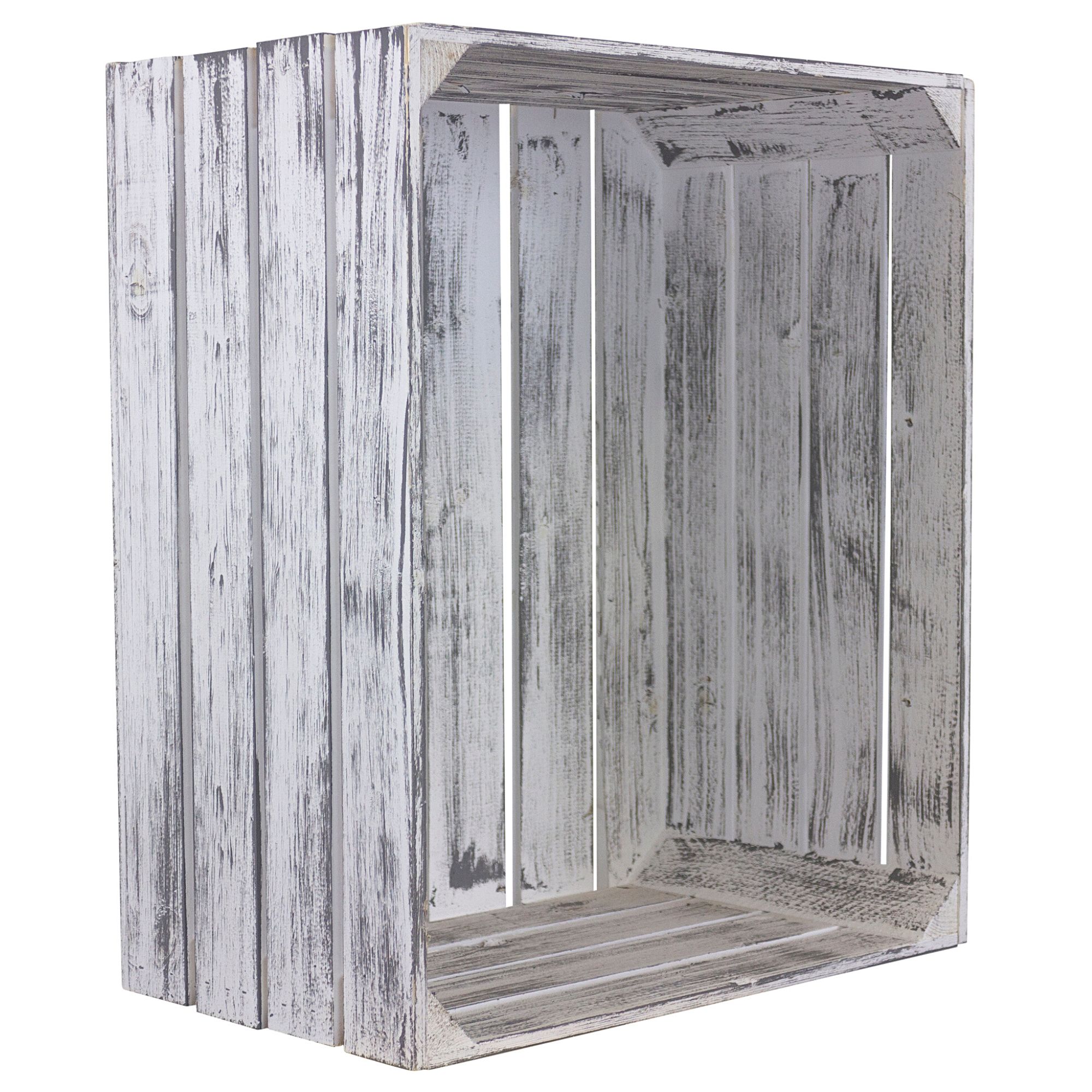 Hohe Holzkiste  shabby weiss ohne Holzkistenregal Weinregal
