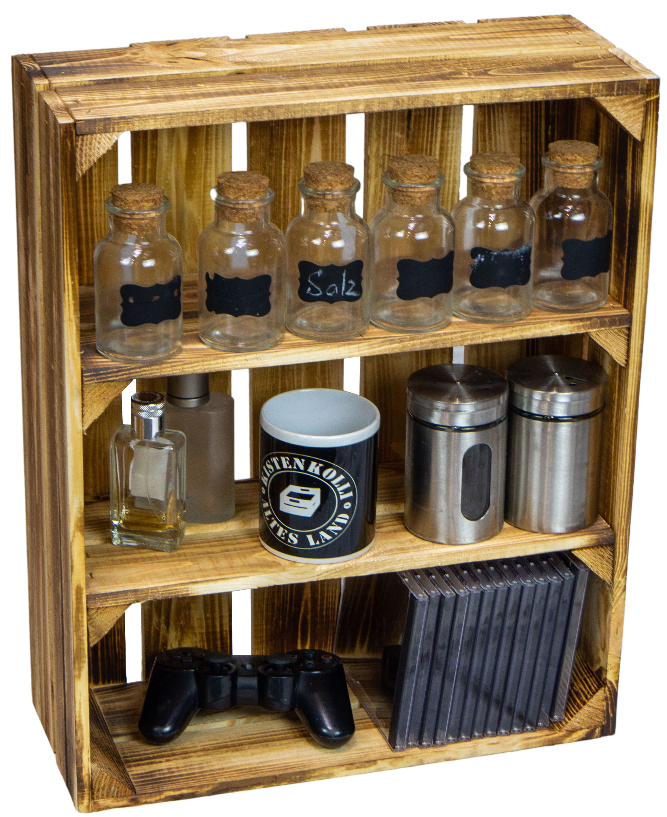 flaches Gewürzregal "Wilma" geflammt