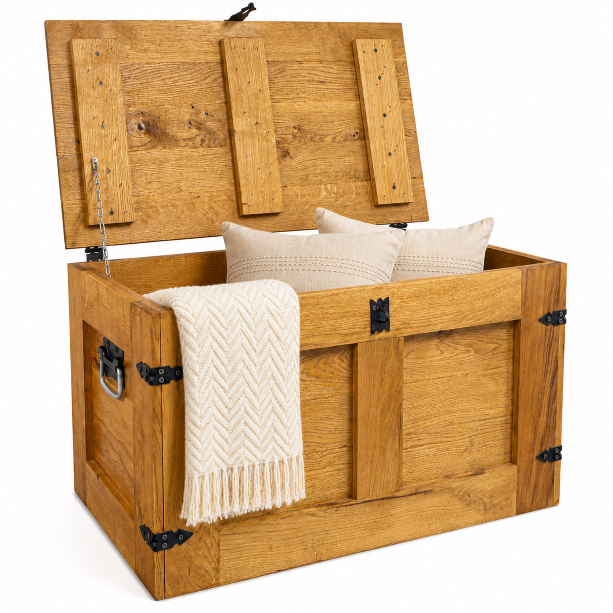 grosse Holztruhe Oskar Premium massive Eiche 80x45x47cm