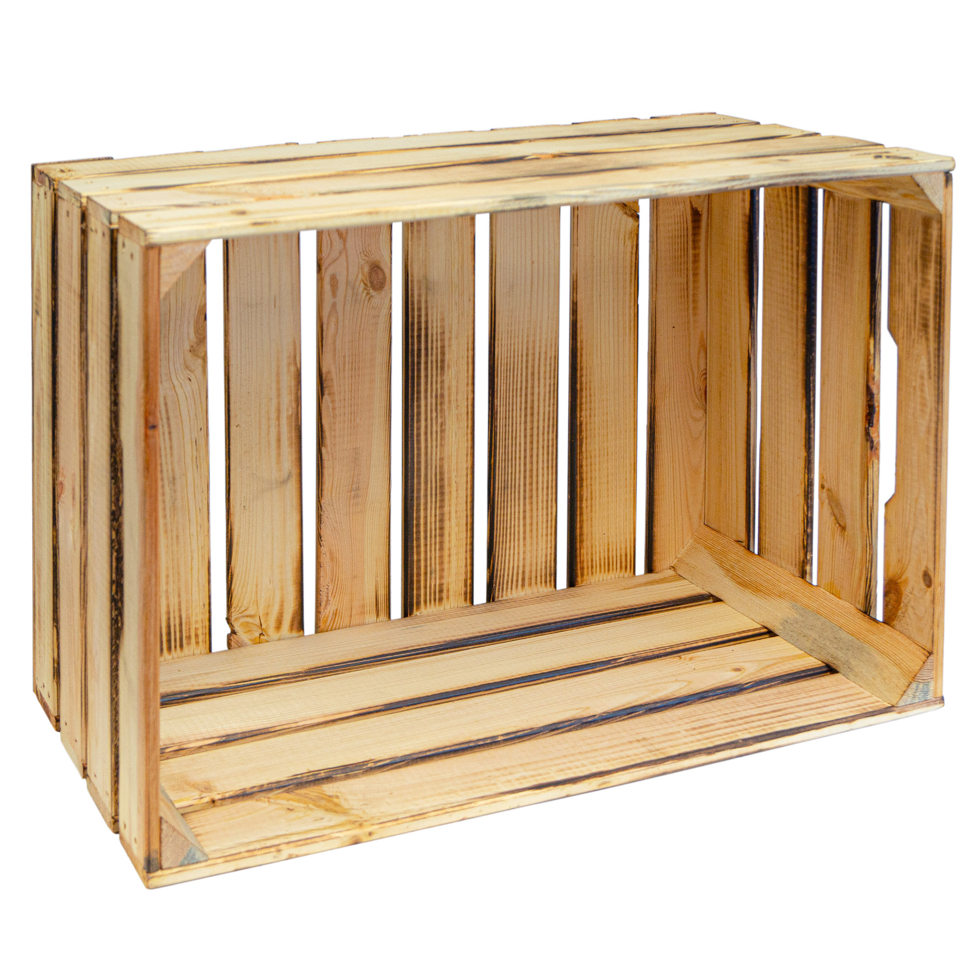 Grosse Holzkiste mit Griff  "BF Groß 60x39x30" Neu & geflammt