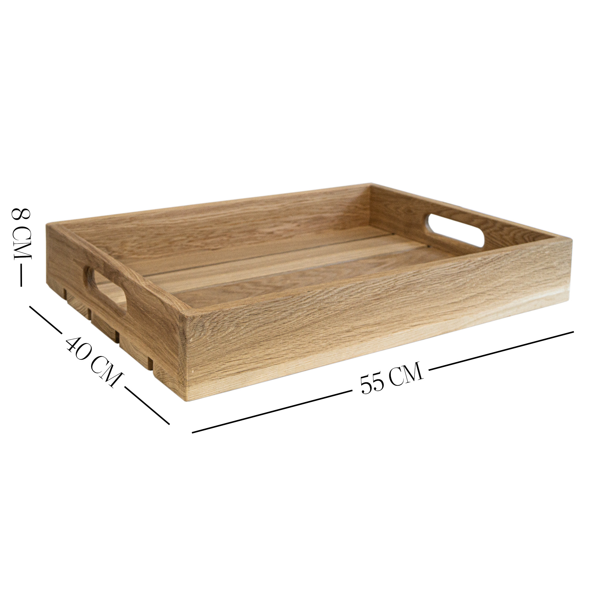 Eichentablett aus Massivholz kaufen | Serviertablett aus Eiche in zwei Größen 55x40x8cm
