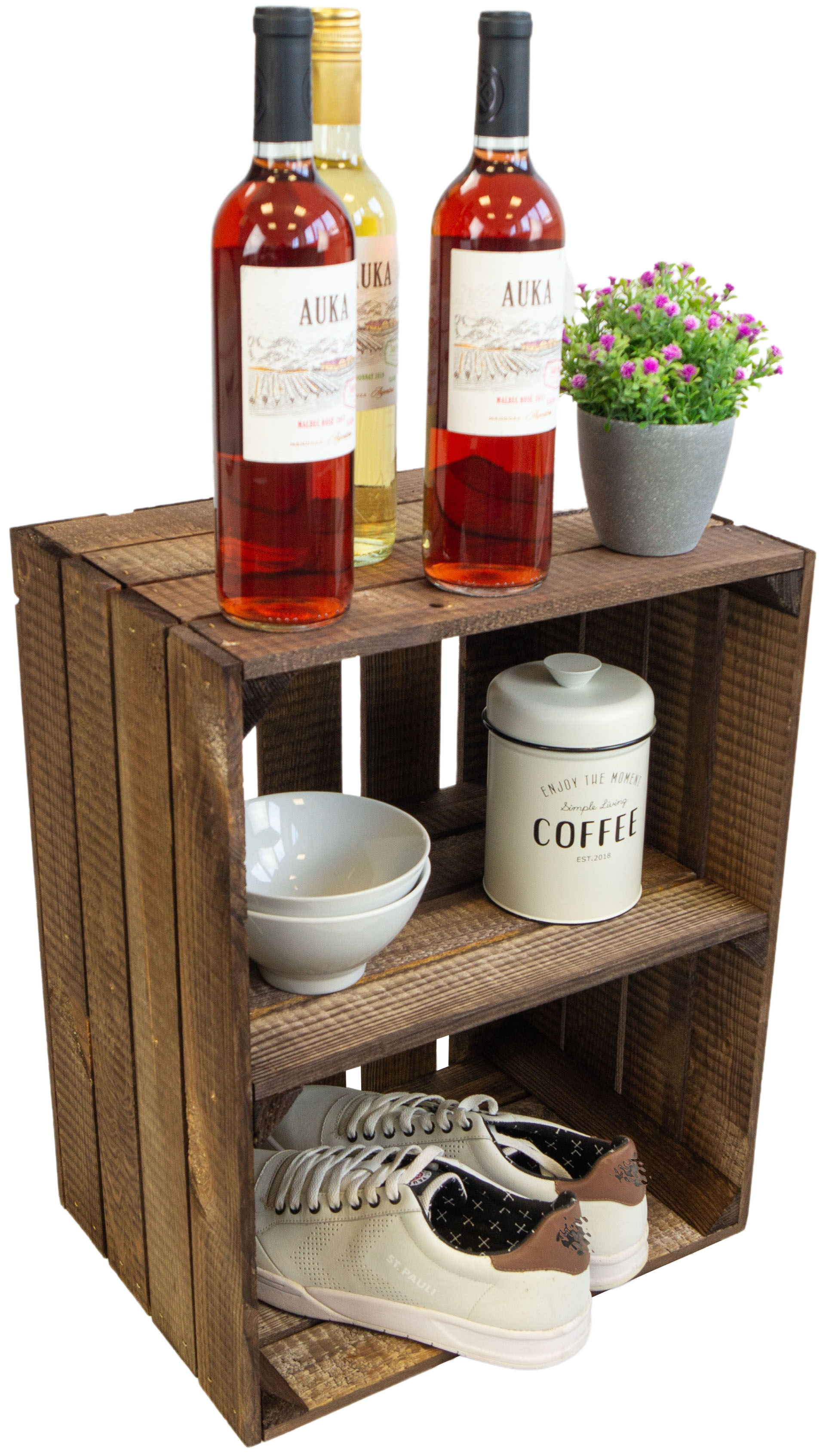 Obstkistenregal quer "Johanna" schwarzbraun