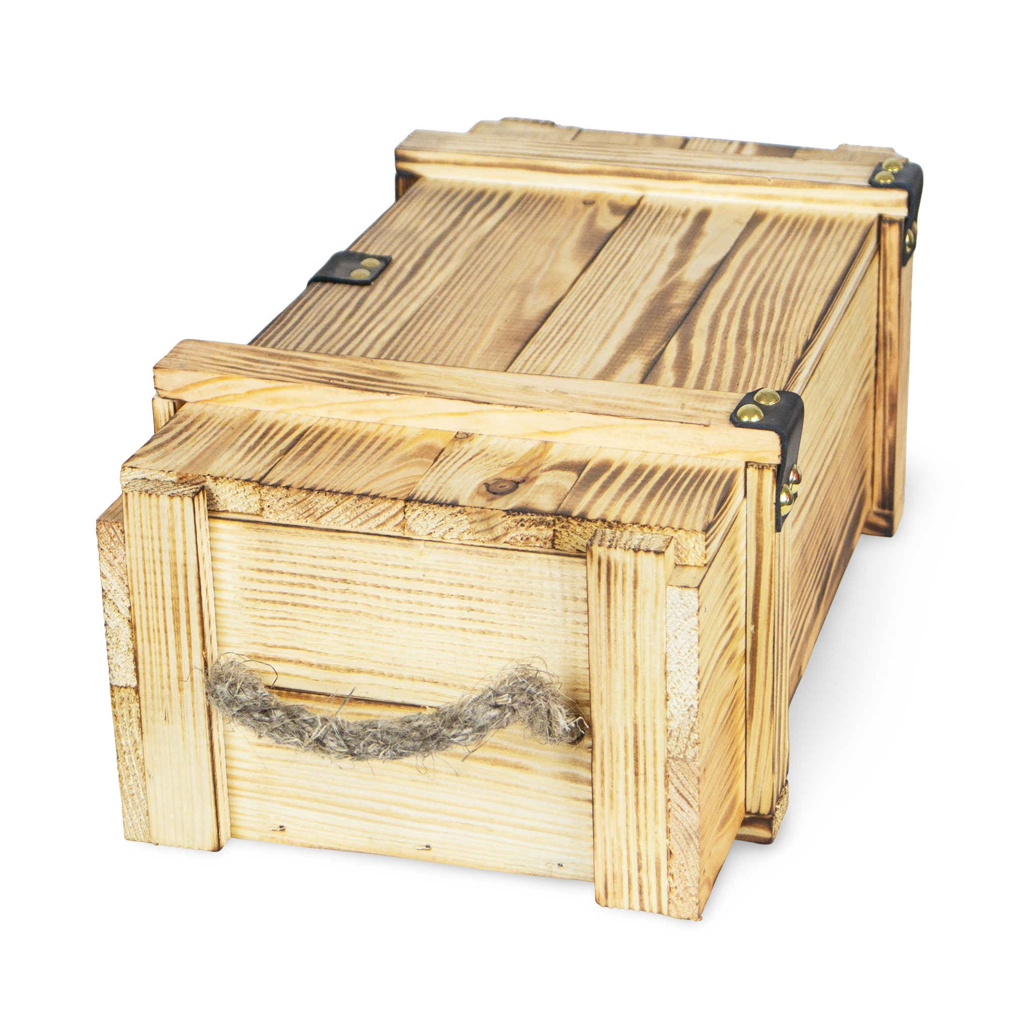 Caisse à Vin 2er Flammé Incl. Laine de Bois Caisse Décorative Hochzeitskiste