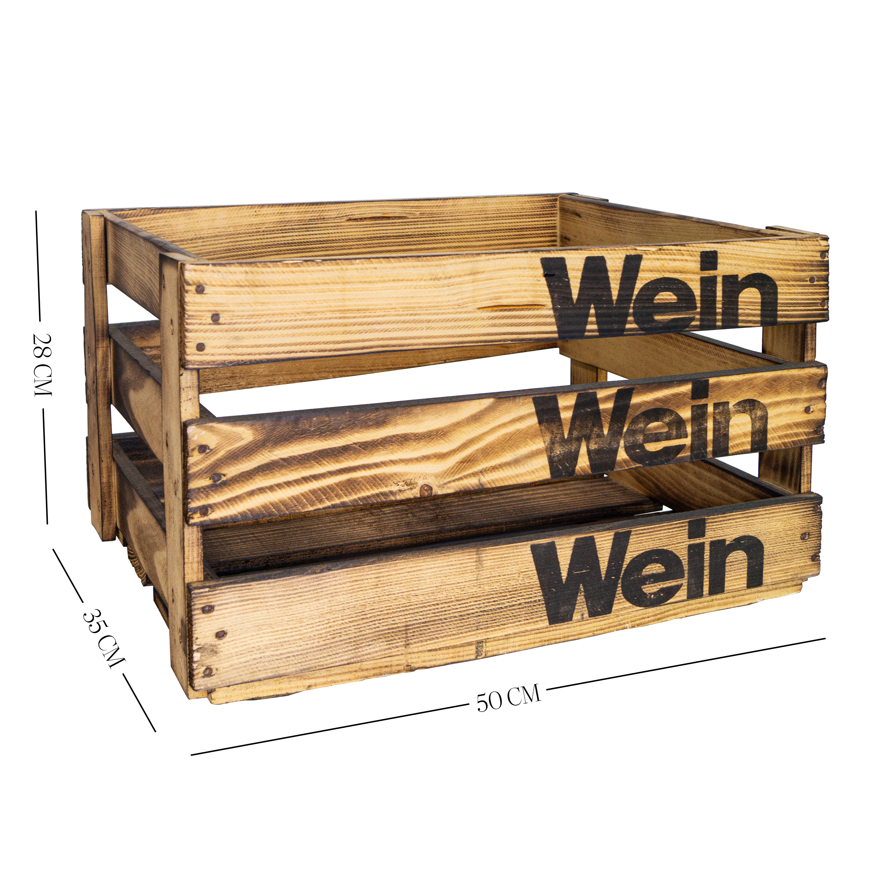 alte  geflammte Weinkiste WEIN WEIN WEIN