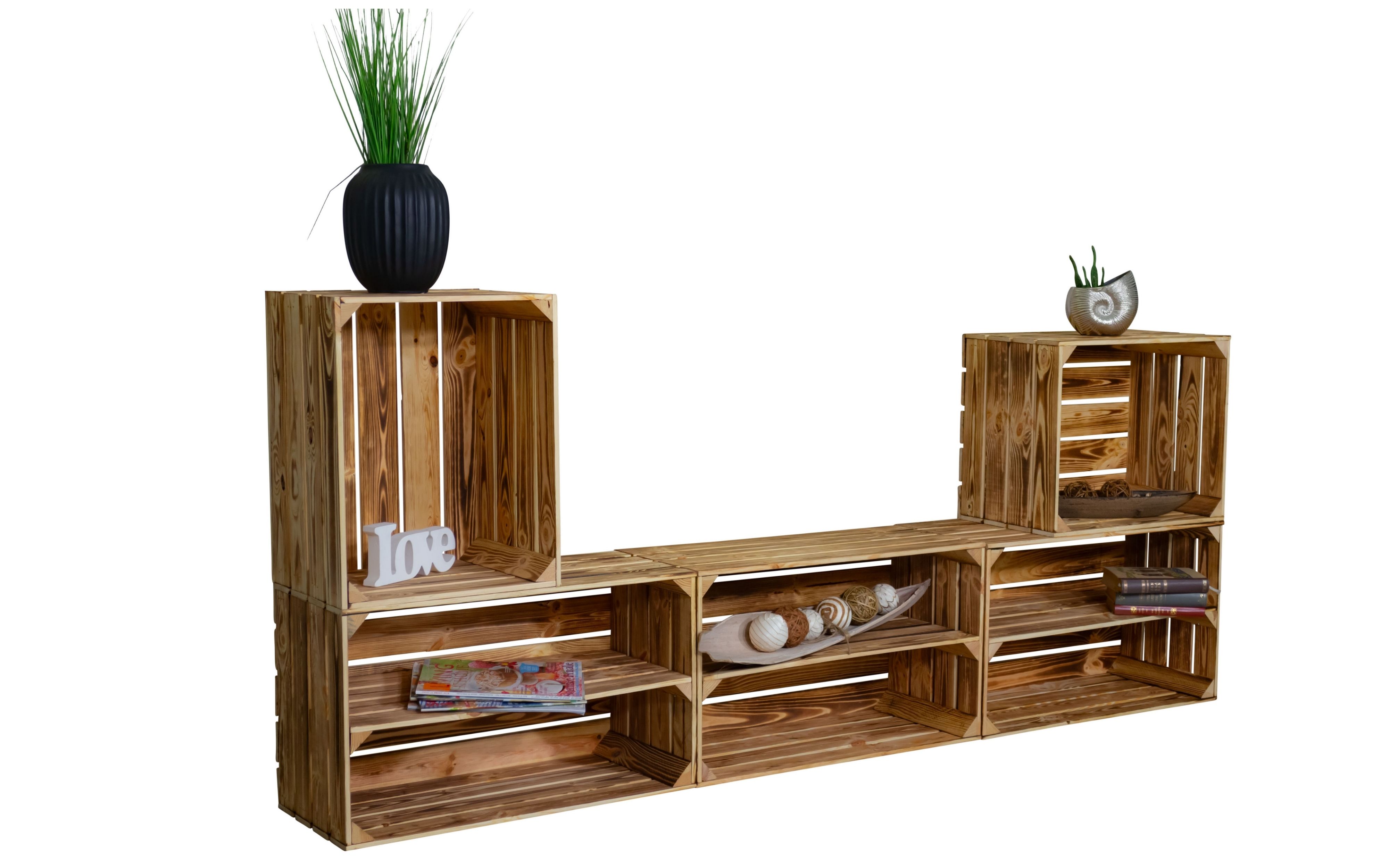 TV-Board "Amrum" mit Regal (Geflammt)