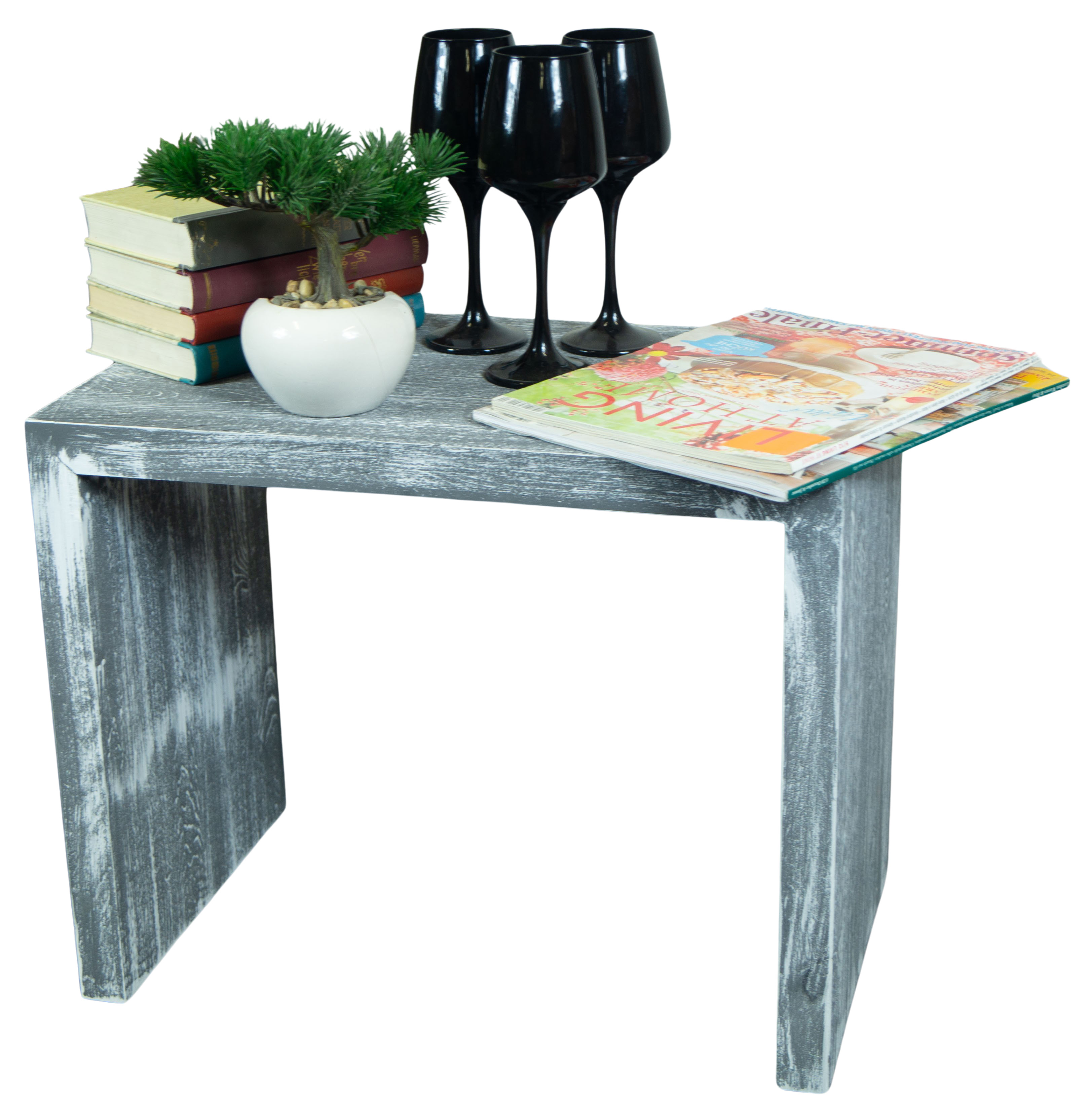 2er Set Beistelltisch 50x40x30cm Sitzhocker in shabby schwarz