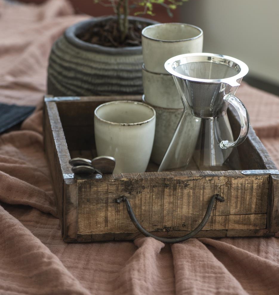 Original indische Ziegelform Kiste mit Henkel