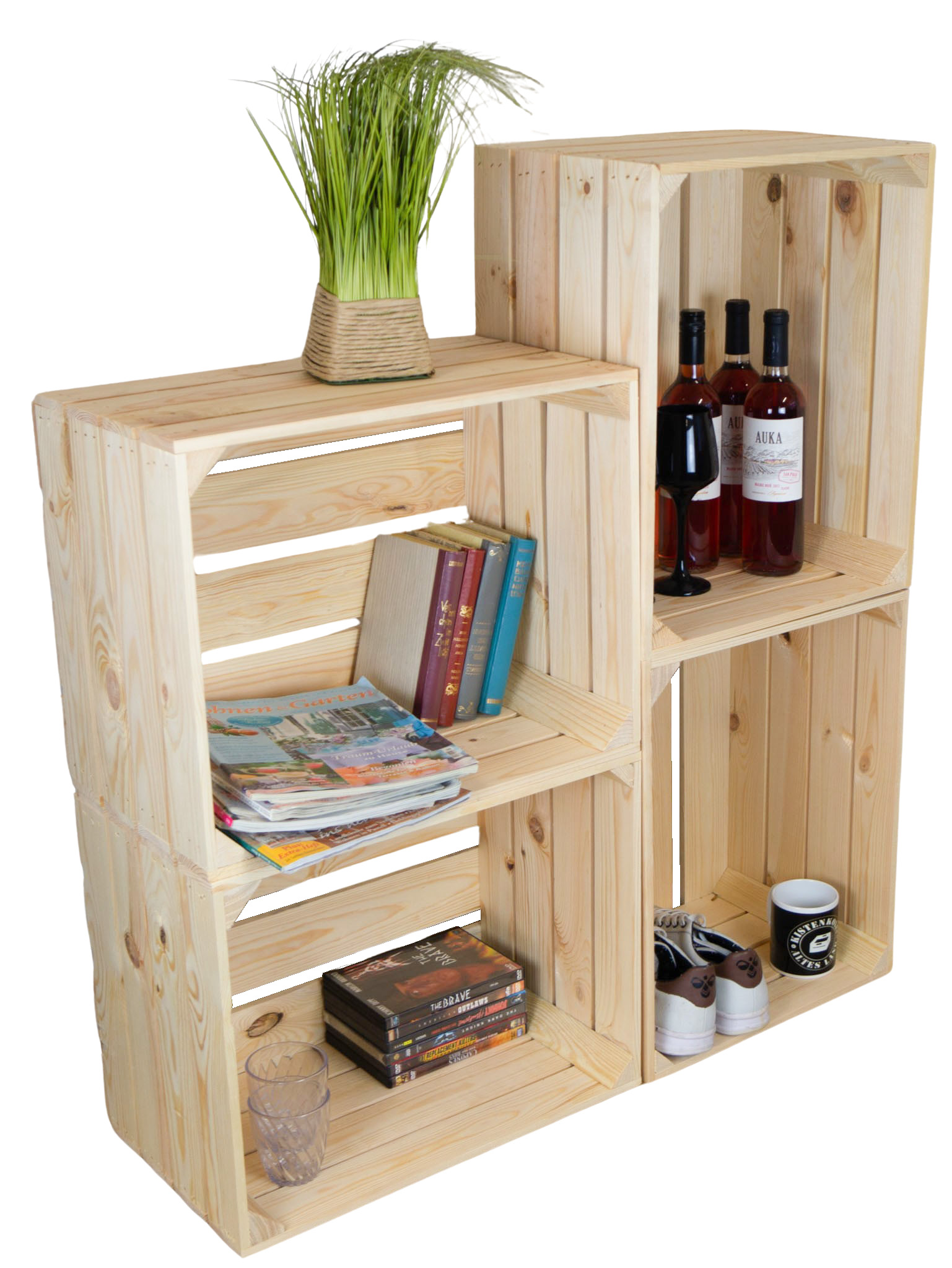 4 x  Holzkisten "Johanna" - NEU