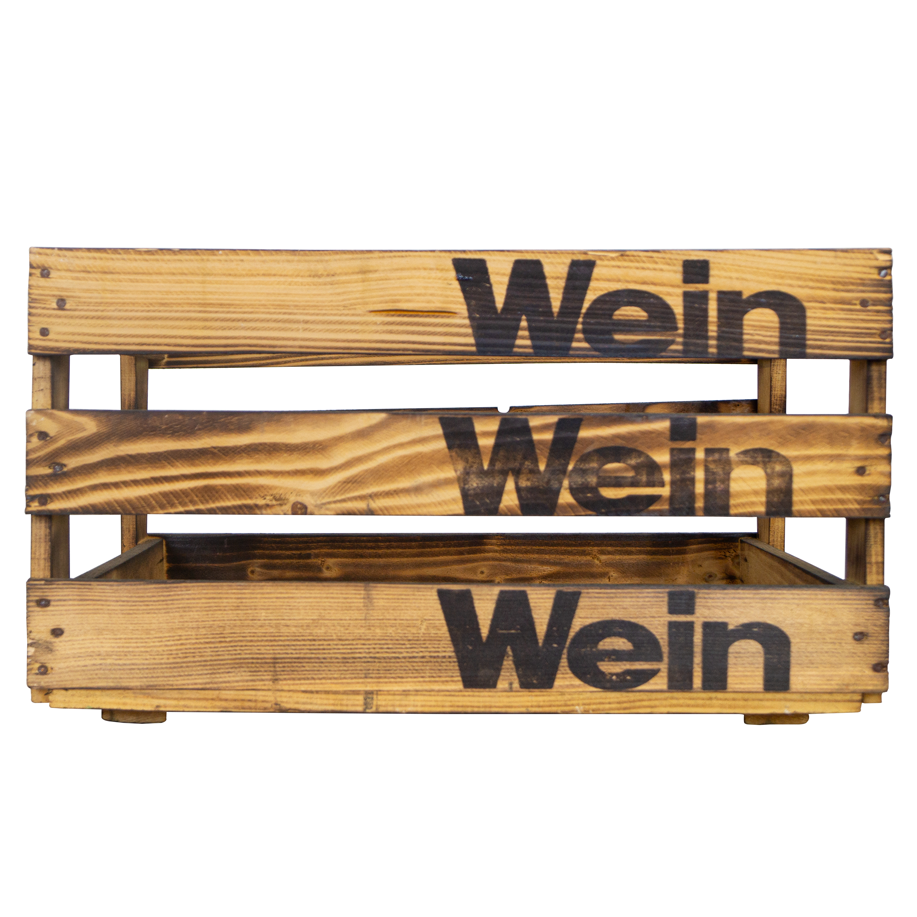 alte  geflammte Weinkiste WEIN WEIN WEIN