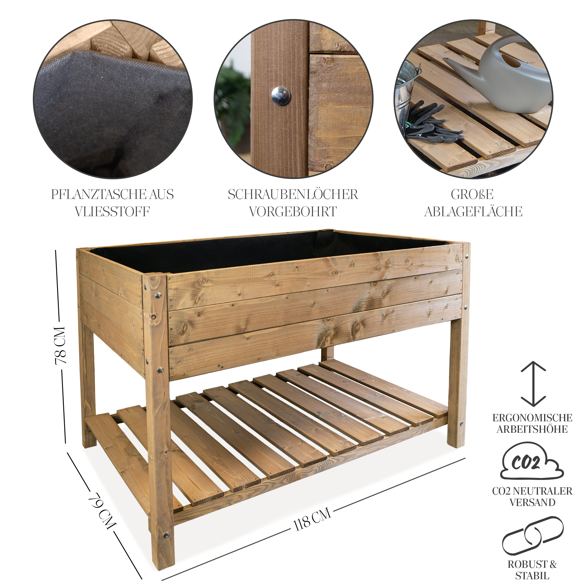 Hochbeet XL 118x79x78cm Palisander