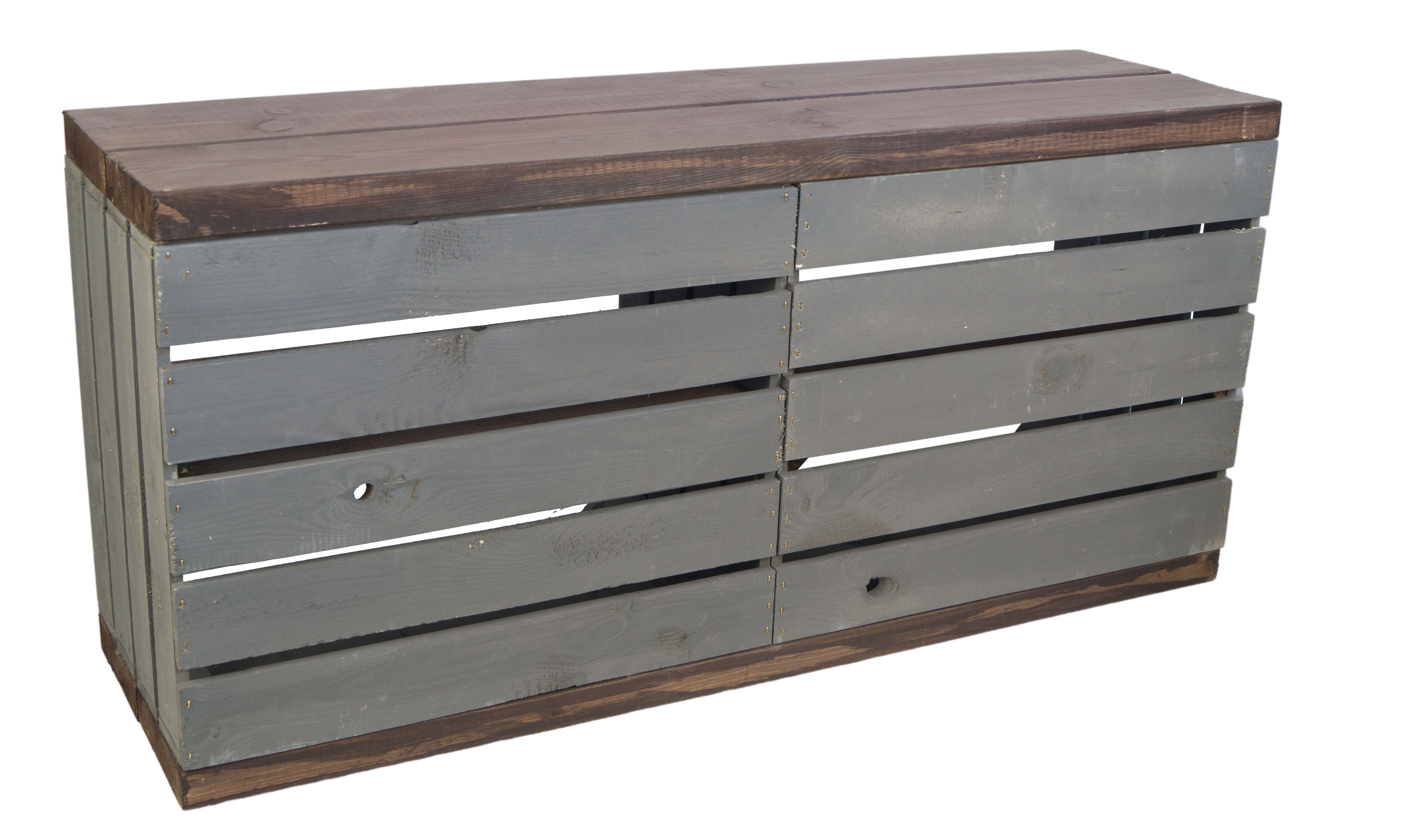 Banc anthracite avec siège en planches de bois épaisses et planches centrales en palissandre optique