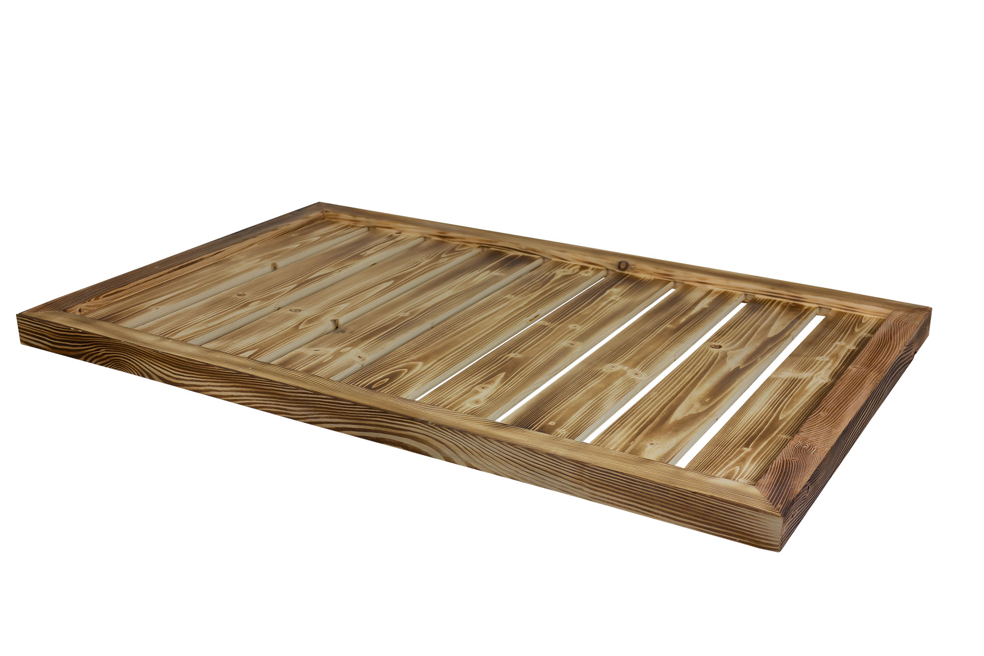 Holzunterlage XXL Hundebett geflammt optional mit grauem Kissen 110x79x4,5cm ohne Kissen Geflammt