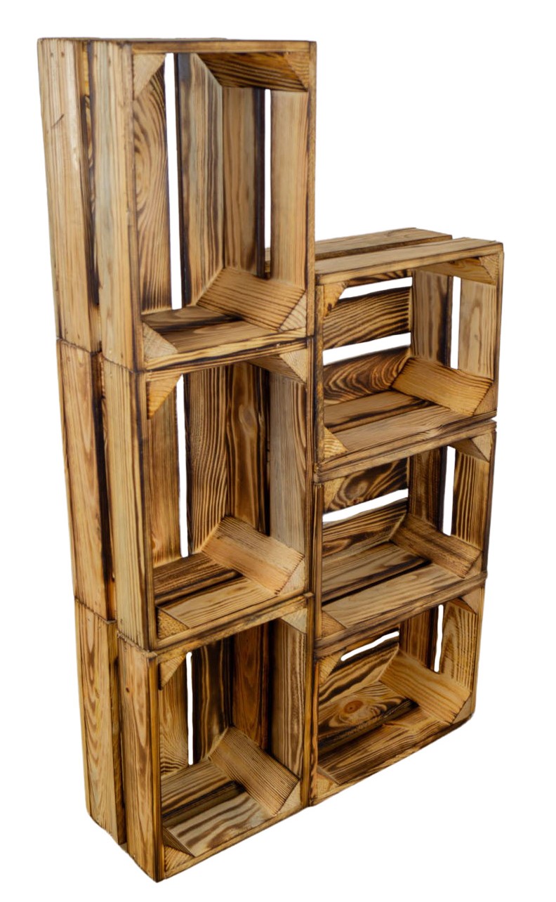 Set de 3 petites boîtes en bois "Frieda" flambées