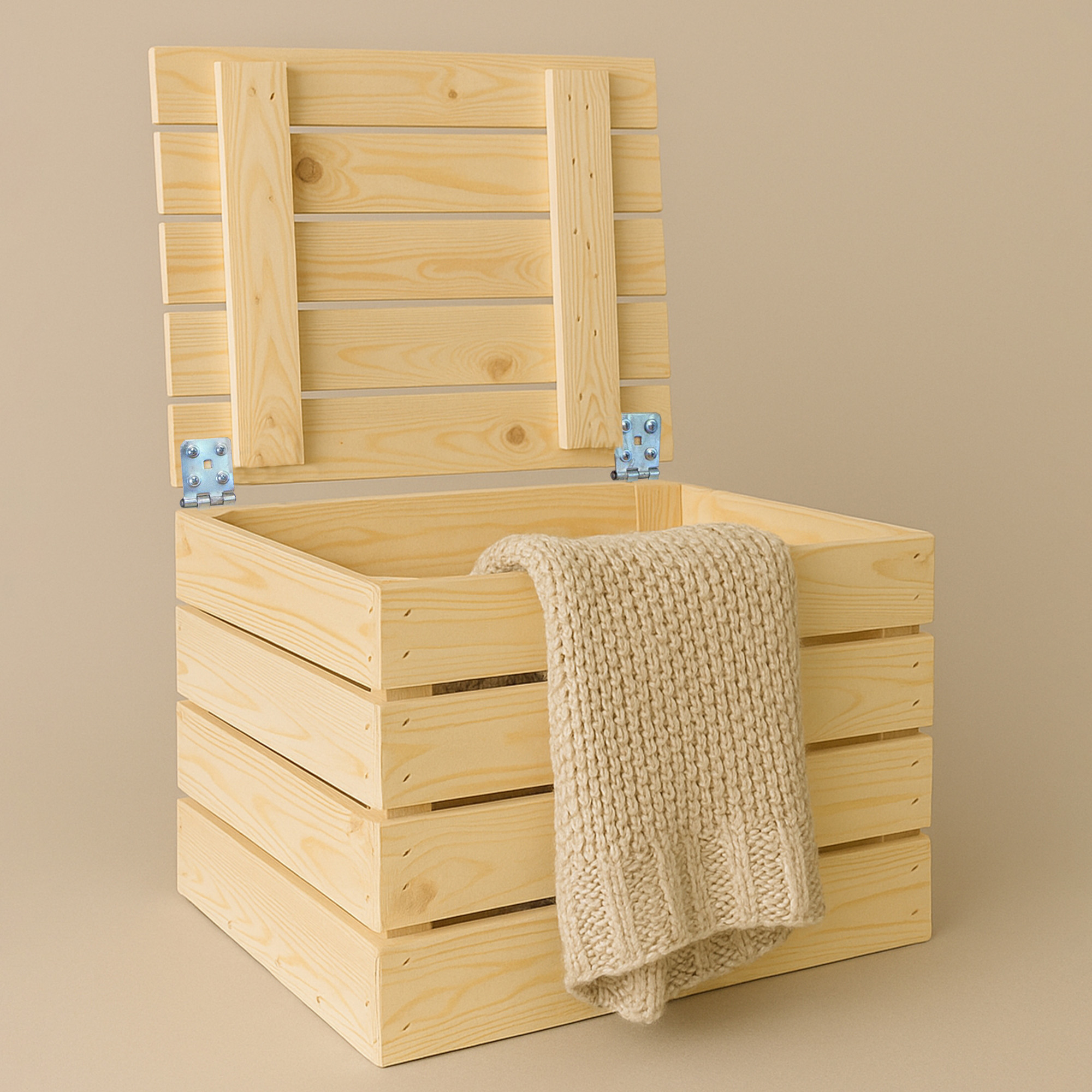 Coffre en Bois Boîte à Vin Trésor de Paix à Jouets Nature avec Couvercle 48 x 3