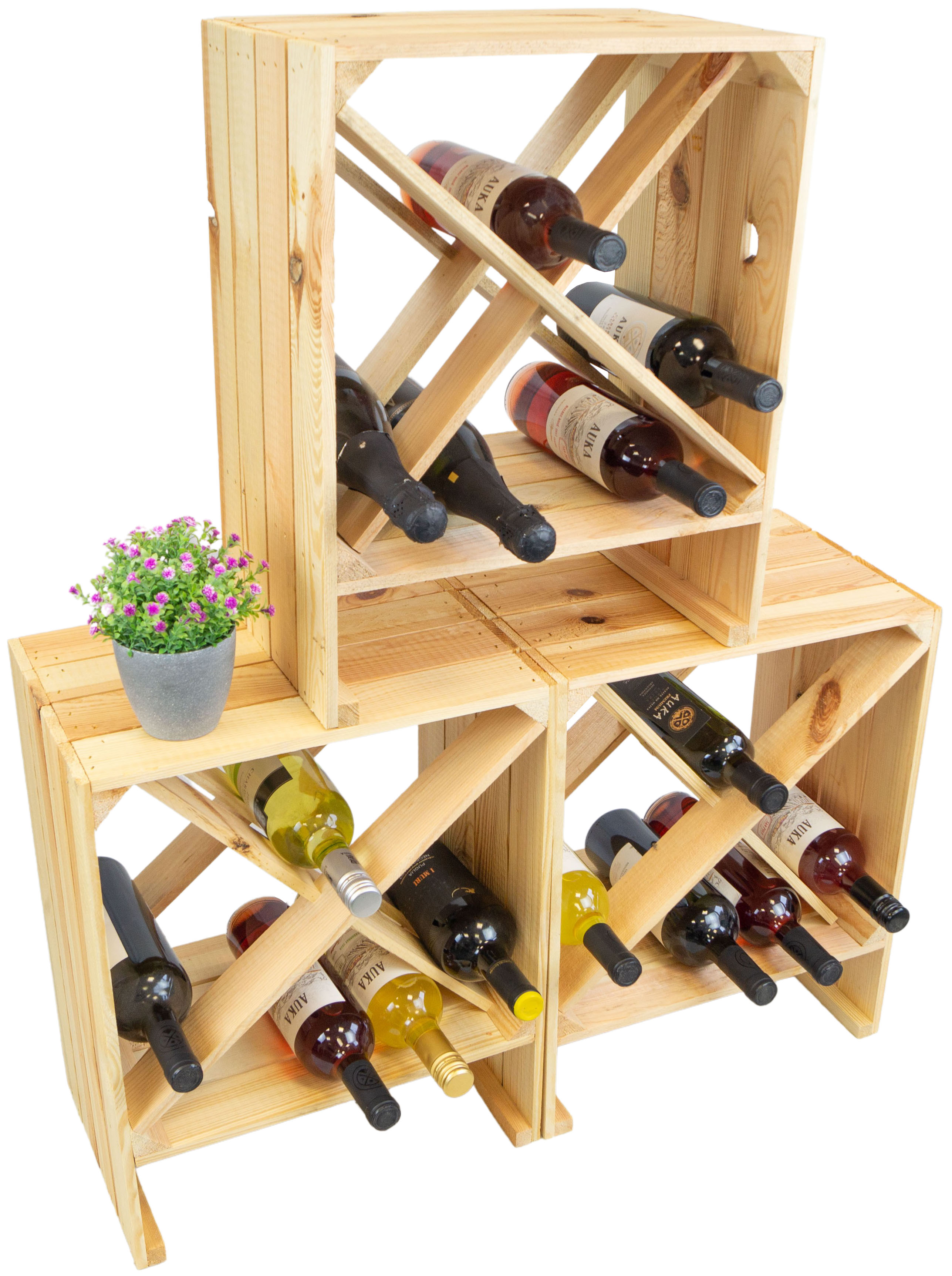 Étagère à Vin " X " Nature Armoire A Vin Weinablage Boîte Boîte en Bois