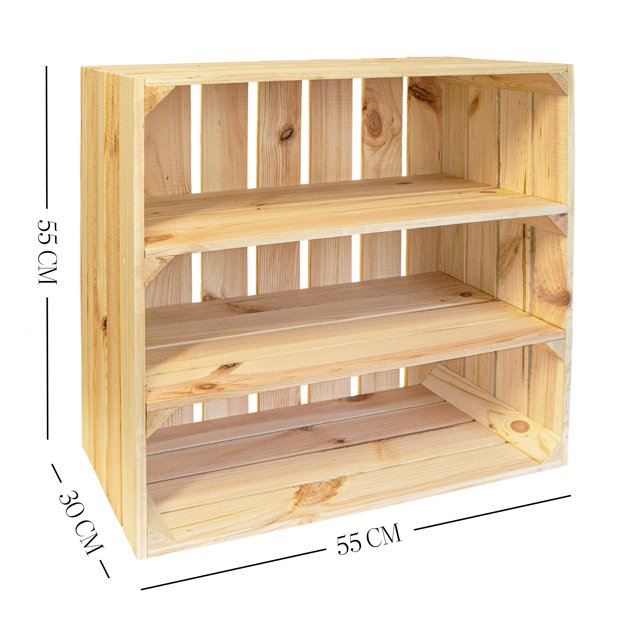 Holzkiste Regal Tamme 55x55x30 cm – Massivholz Kistenregal für stilvolle Aufbewahrung
