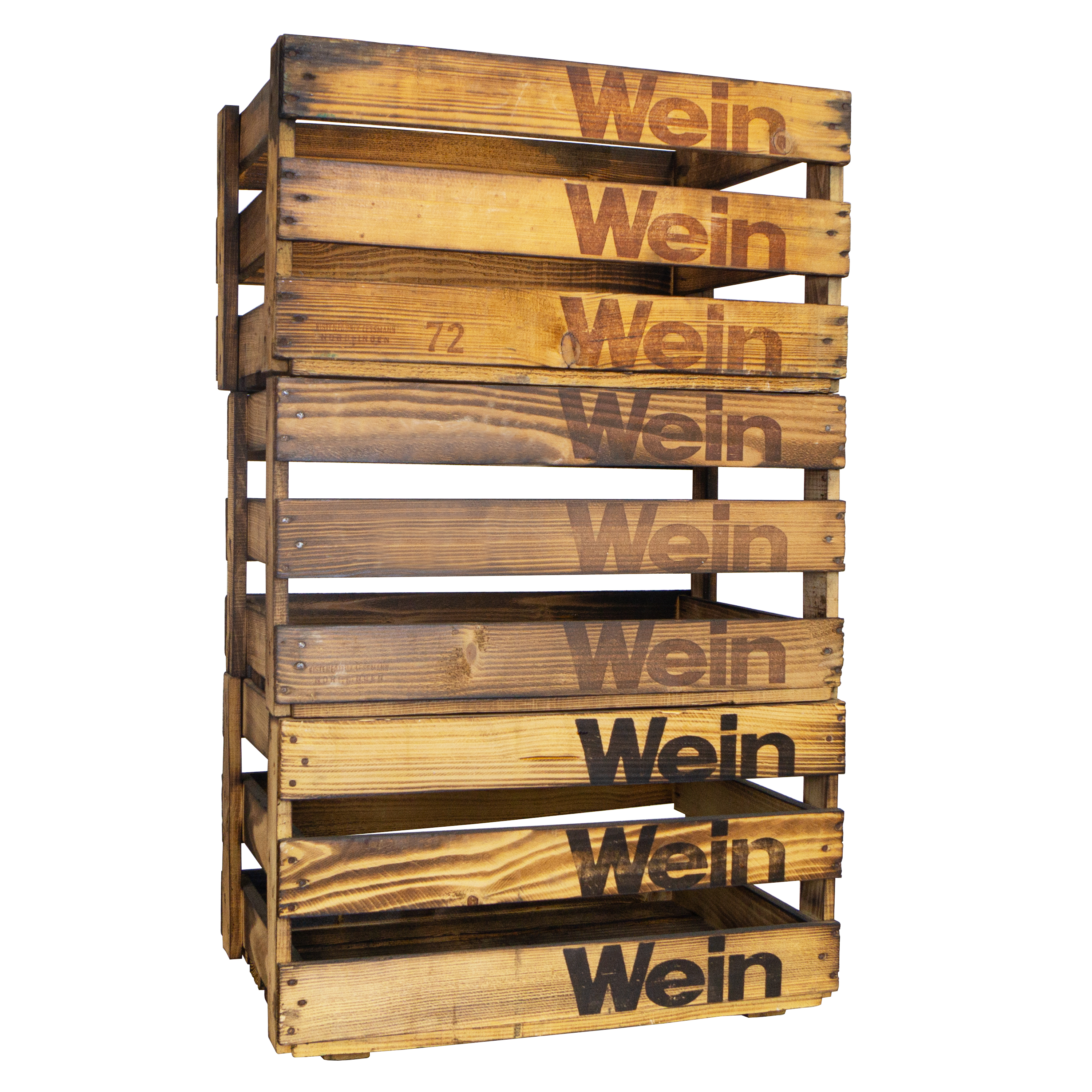 alte  geflammte Weinkiste WEIN WEIN WEIN