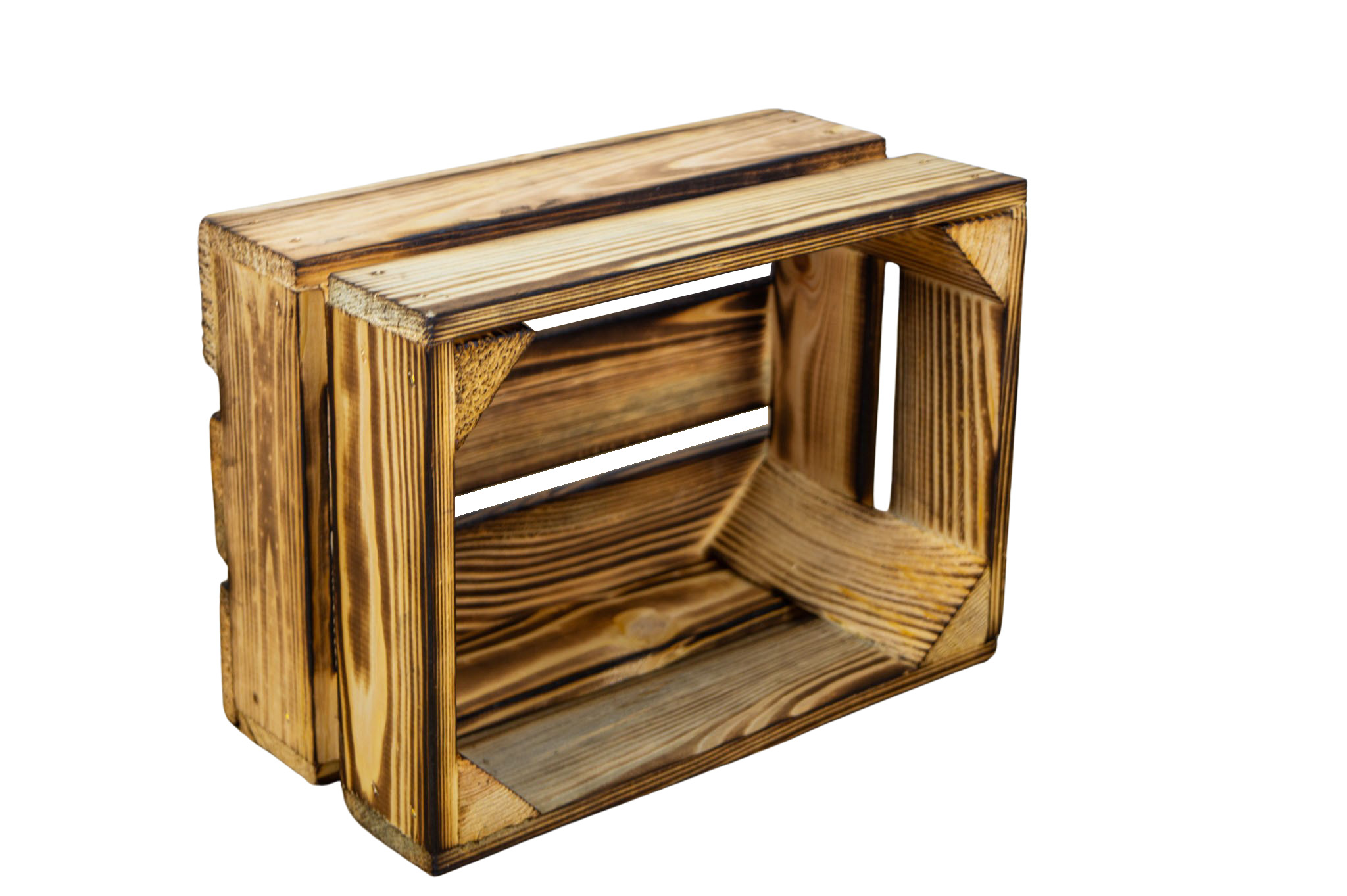 Set de 3 petites boîtes en bois "Frieda" flambées