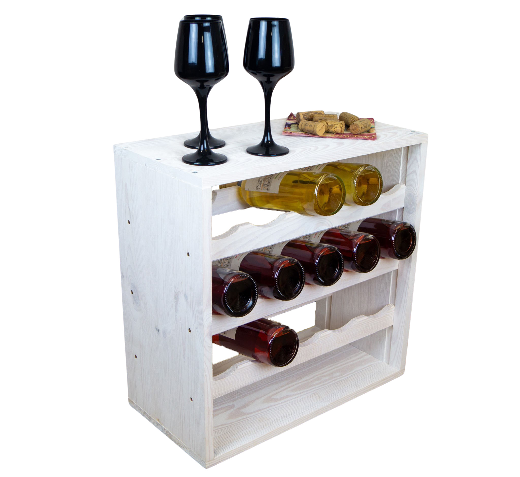 Flaschenregal für 15 Flaschen in weiß Weinschrank Weinständer Weinregal bodenstehend stabil auch für Gastronomie