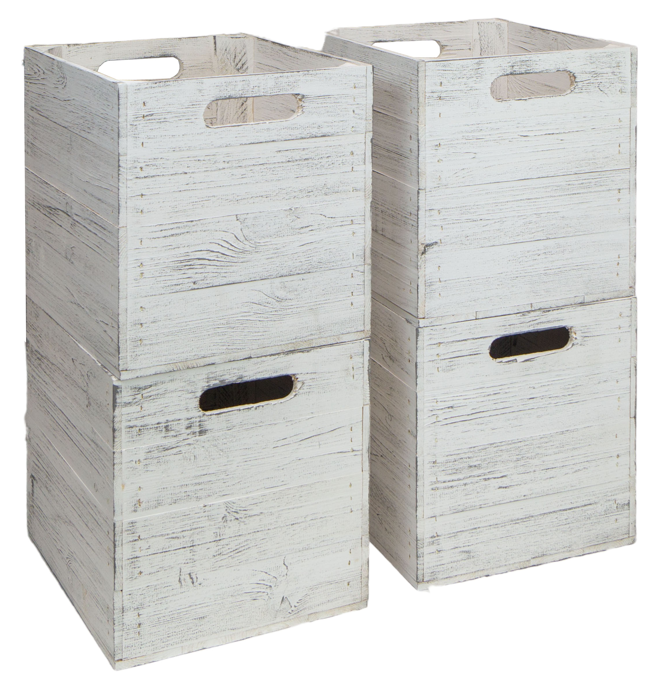 Holzkiste Shabby weiß passend für Kallax und Expeditregale Regaleinsatz