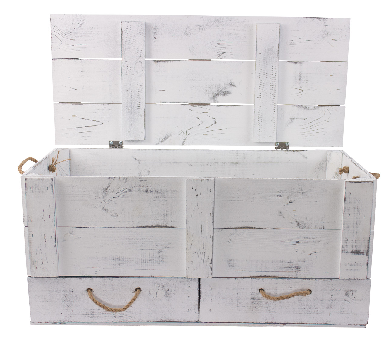 grosse shabby weiss Holztruhe Kalle mit Schubladen und Deckel
