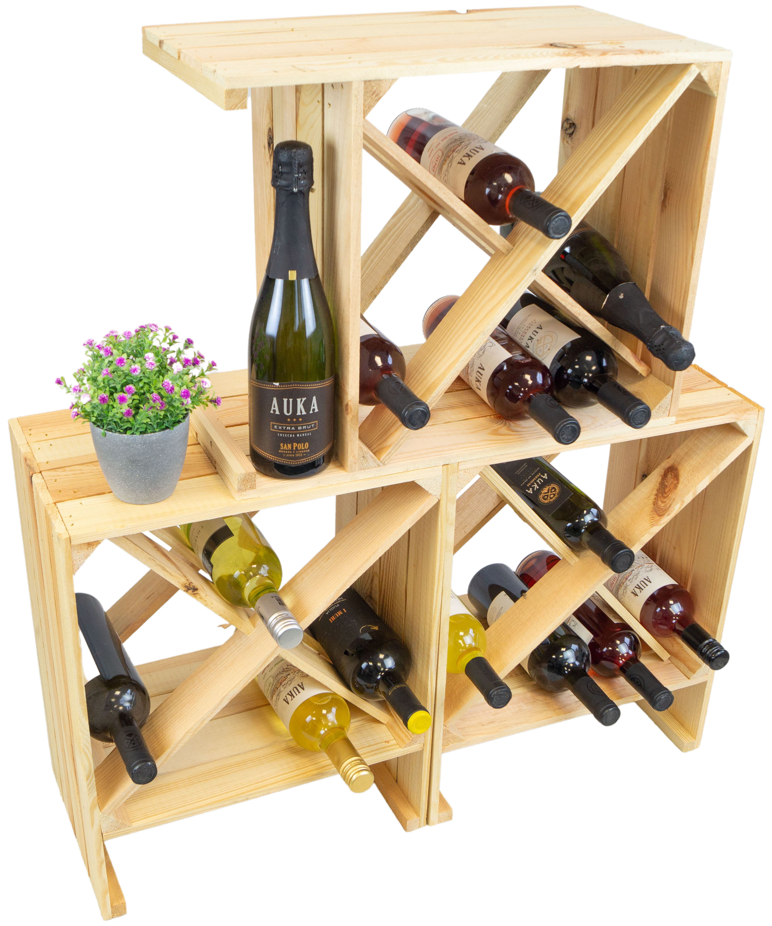 Étagère à Vin " X " Nature Armoire A Vin Weinablage Boîte Boîte en Bois