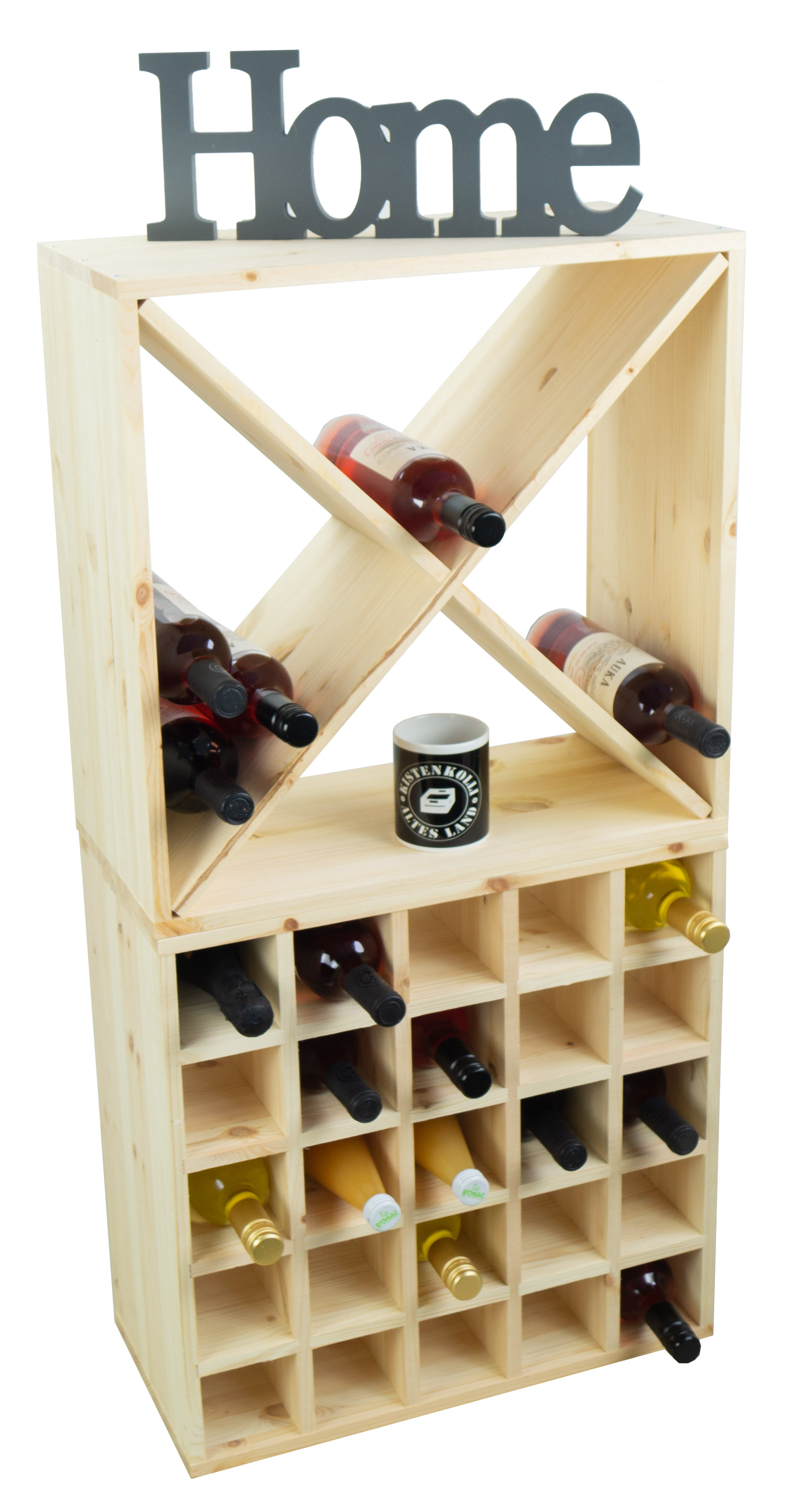 Grand Étagère à Vin Nature 52 x 52 " X " Armoire A Vin