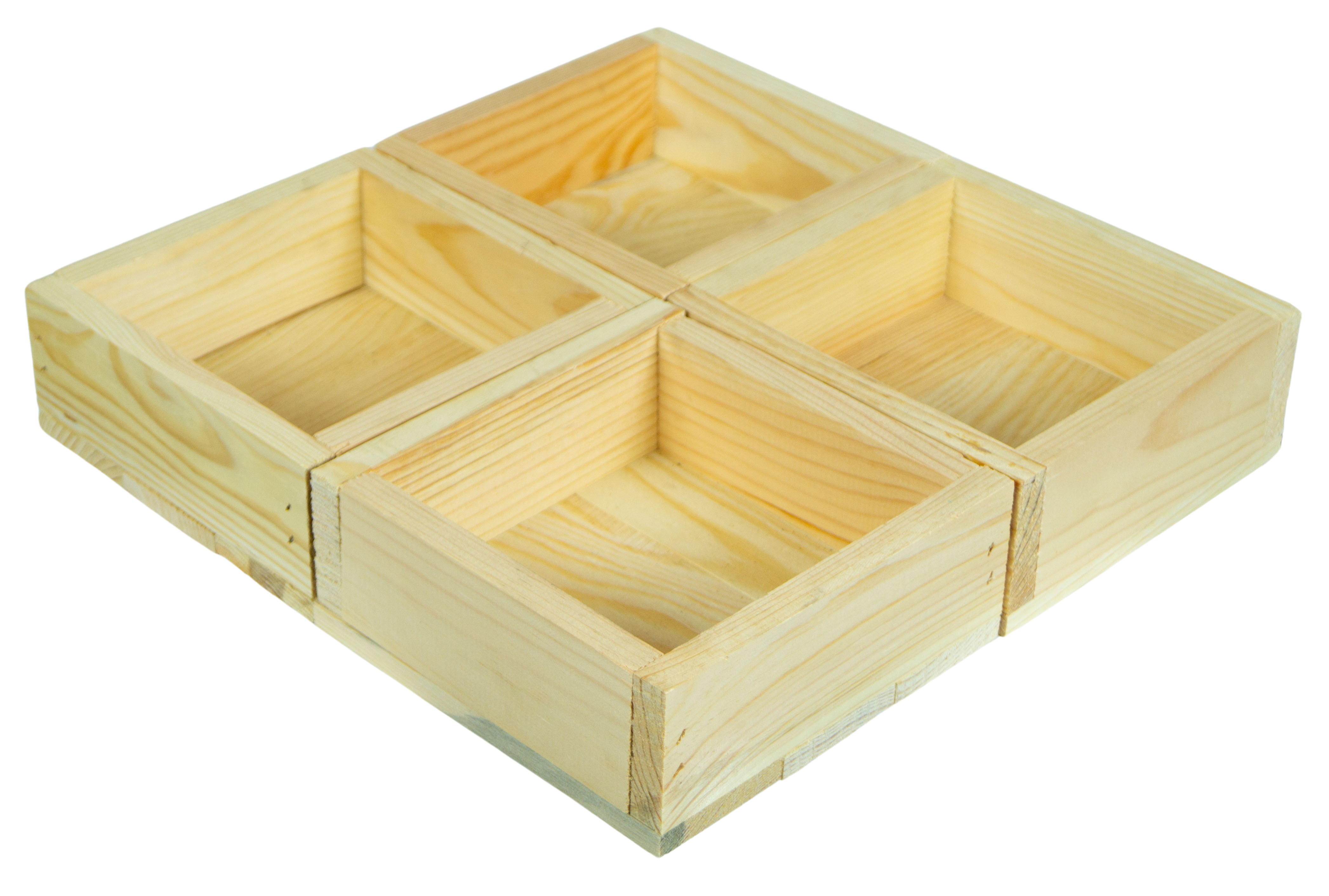Kleines Dekotablett-Set Karla aus 5 Holzkisten 40x40cm 8cm Höhe Schüsselbox Süßigkeitentablett