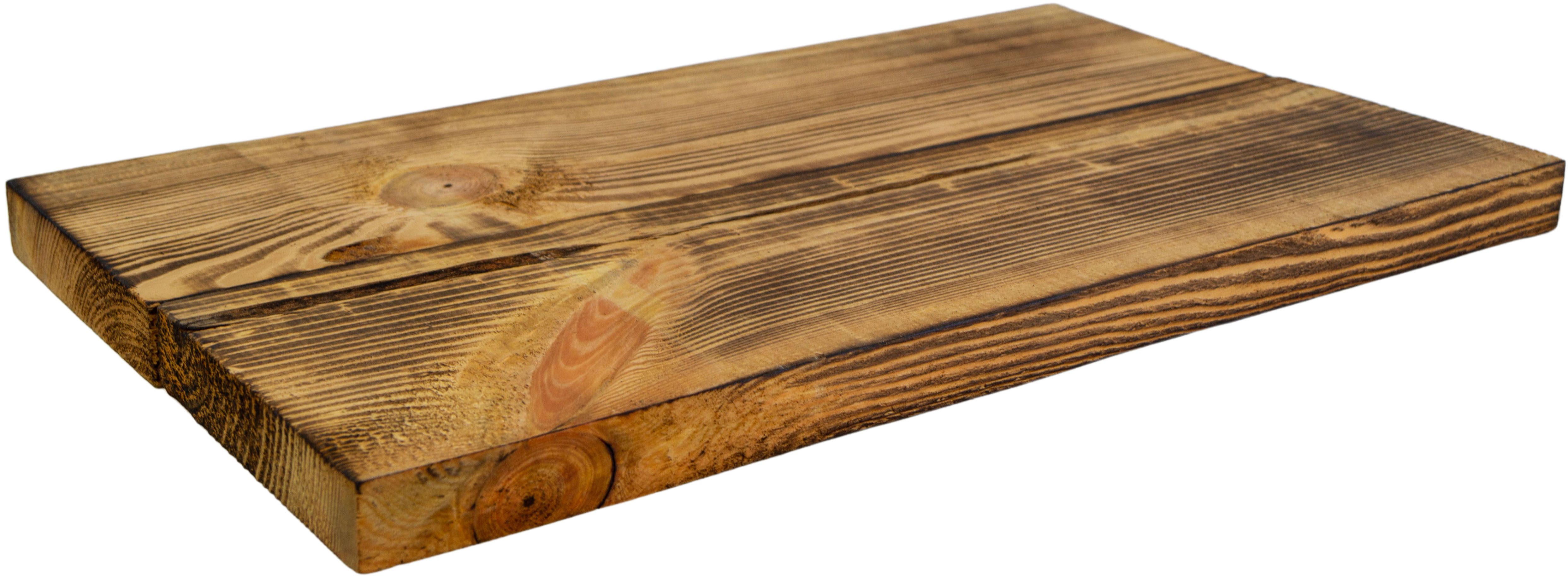 neue Holzplanke klein geflammt 40cm x 14,5cm Holzstärke 3cm aus Nadelholz