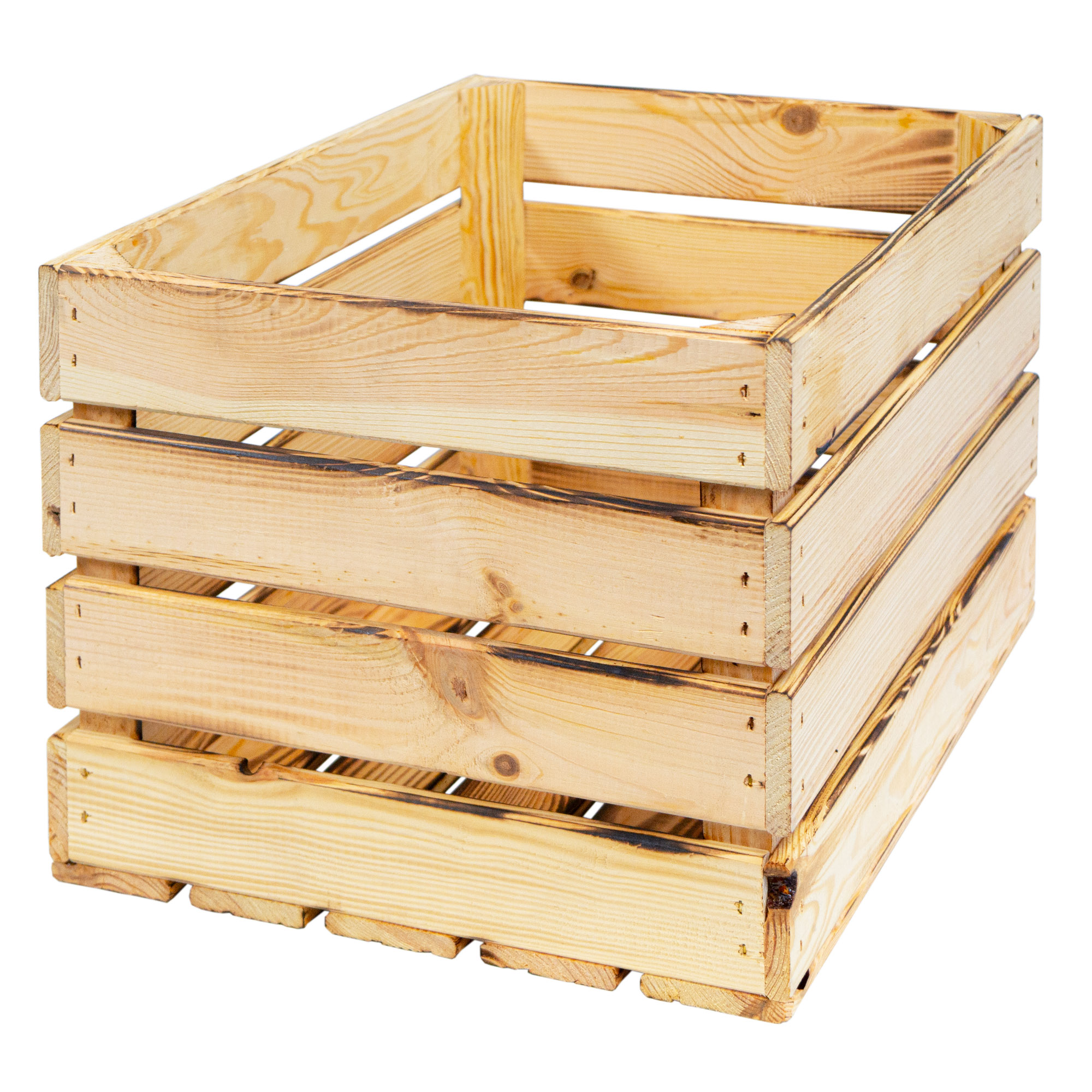 Holzkiste mit Griff  "BF Medium 44x28x33cm" Neu & geflammt