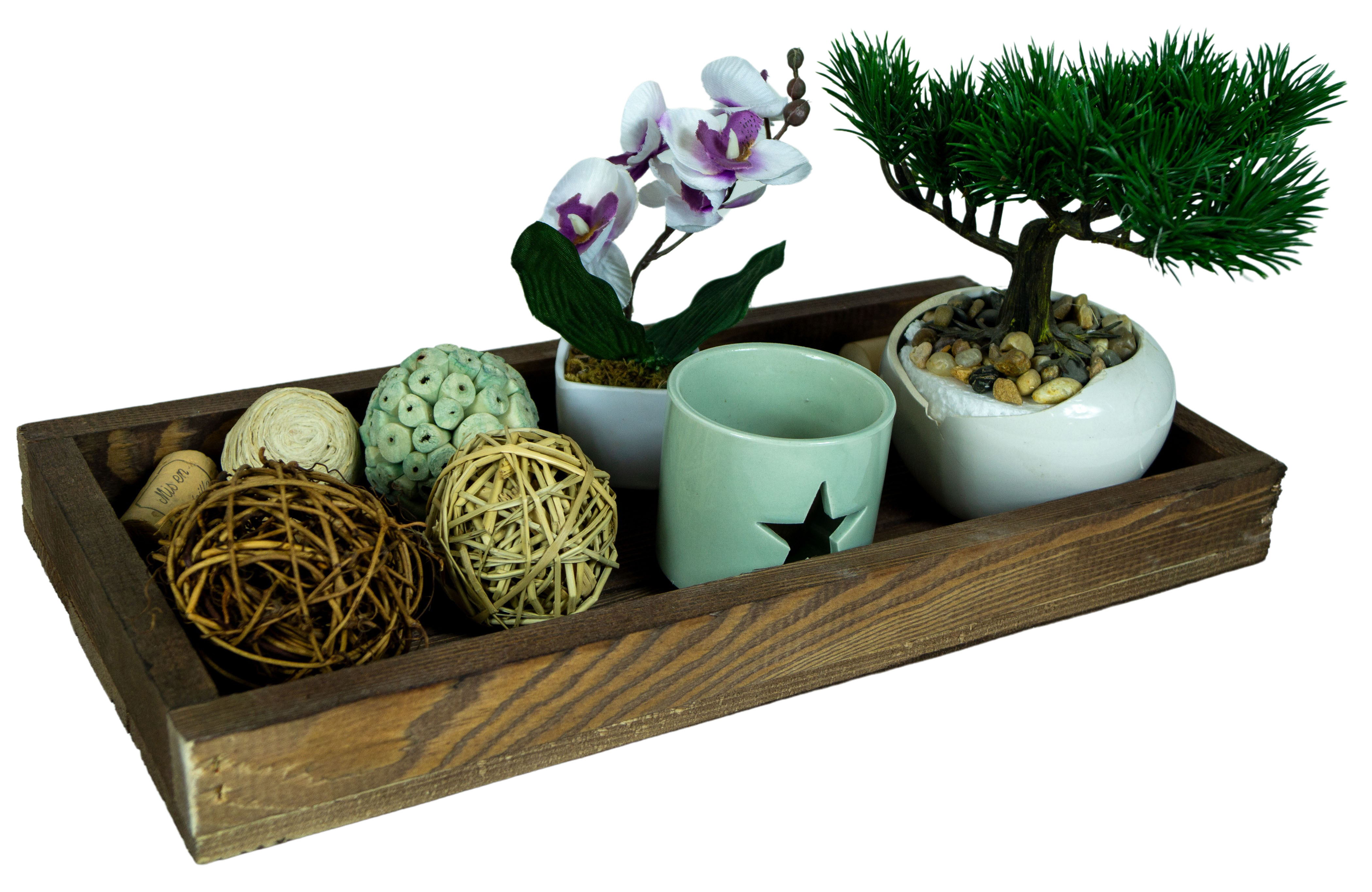 Kleines Dekotablett Emma 40x19x4cm in palisander Schlüsselbox Aufbewahrung