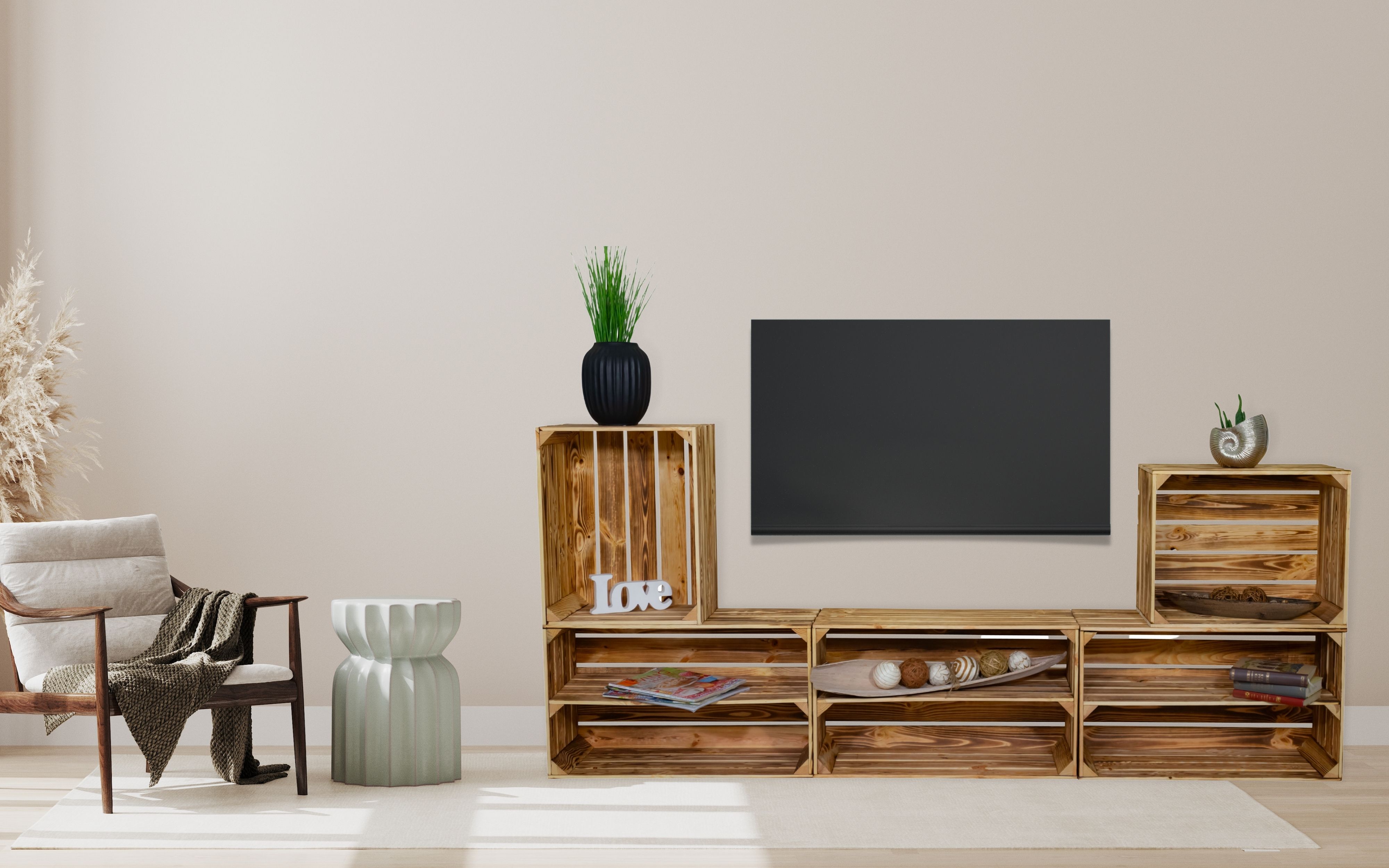 Meuble TV "Amrum" avec étagère (Flammé)
